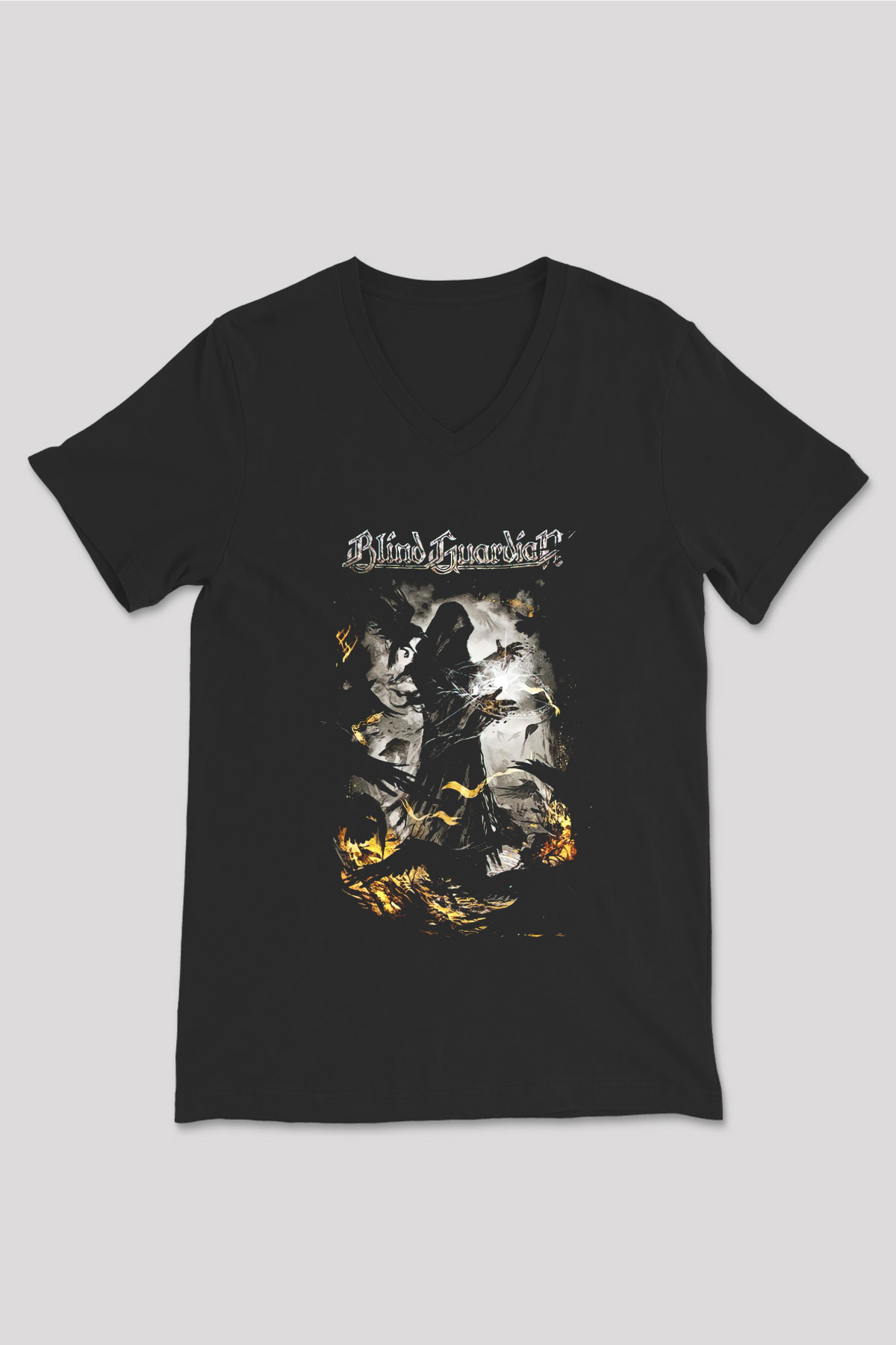 Blind Guardian Siyah Unisex V Yaka Tişört T-Shirt