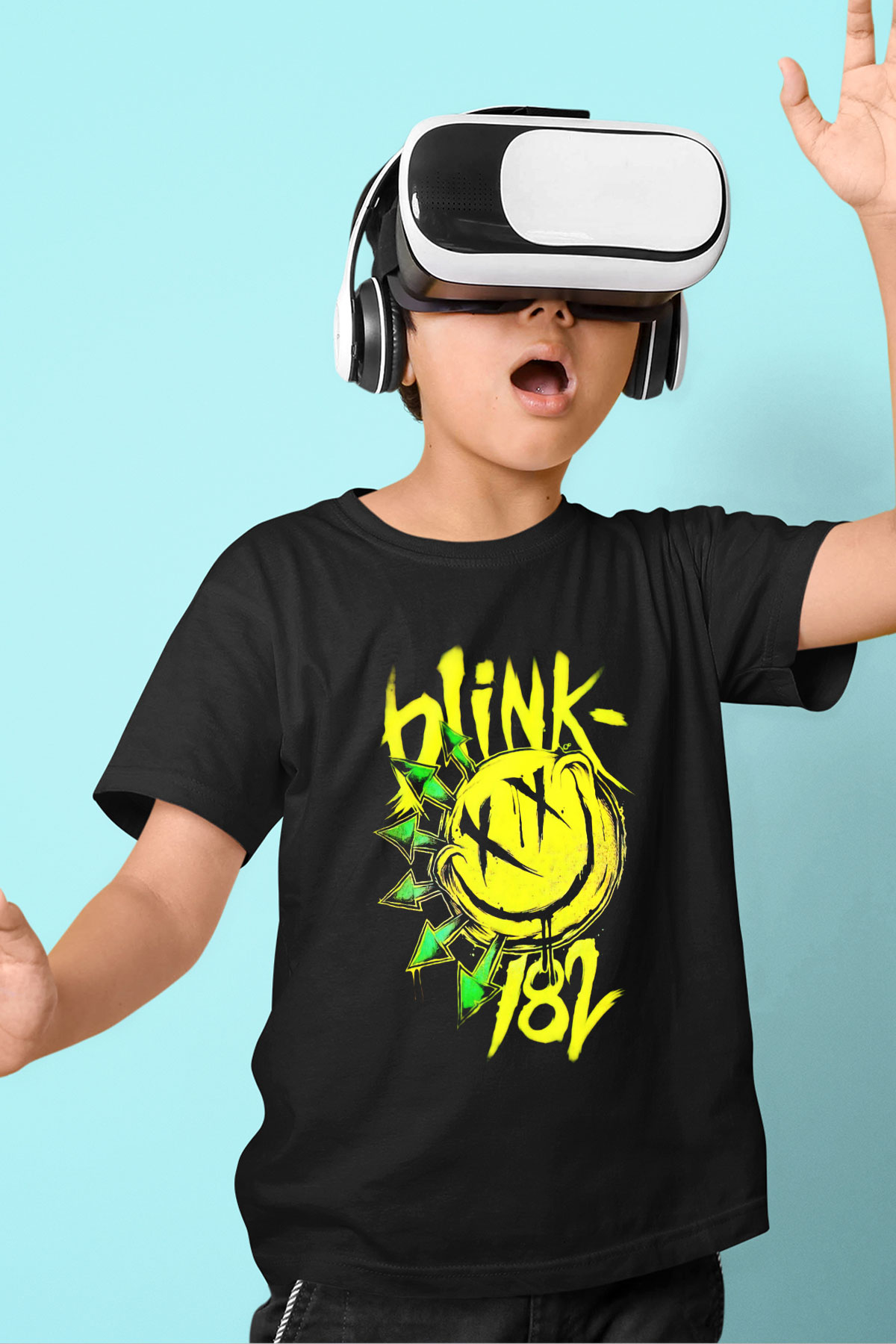 Blink 182 Baskılı Siyah Unisex Çocuk Tişört