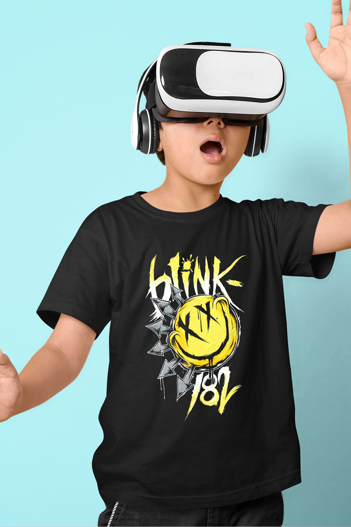 Blink 182 Baskılı Siyah Unisex Çocuk Tişört