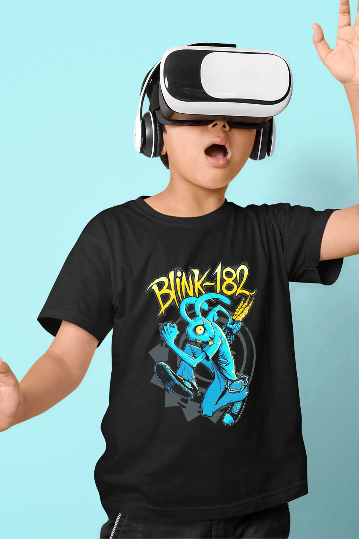 Blink 182 Baskılı Siyah Unisex Çocuk Tişört