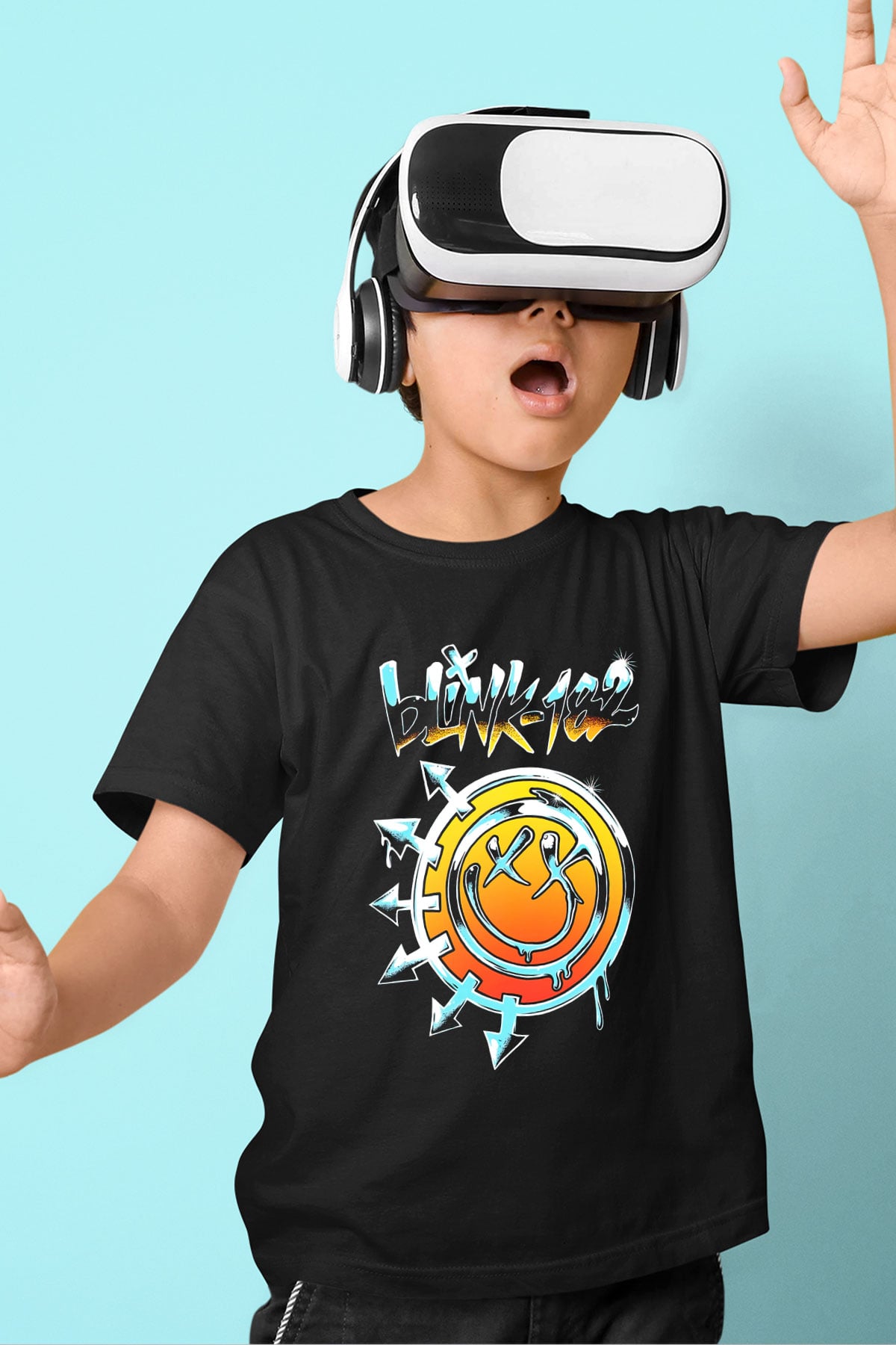 Blink 182 Baskılı Siyah Unisex Çocuk Tişört