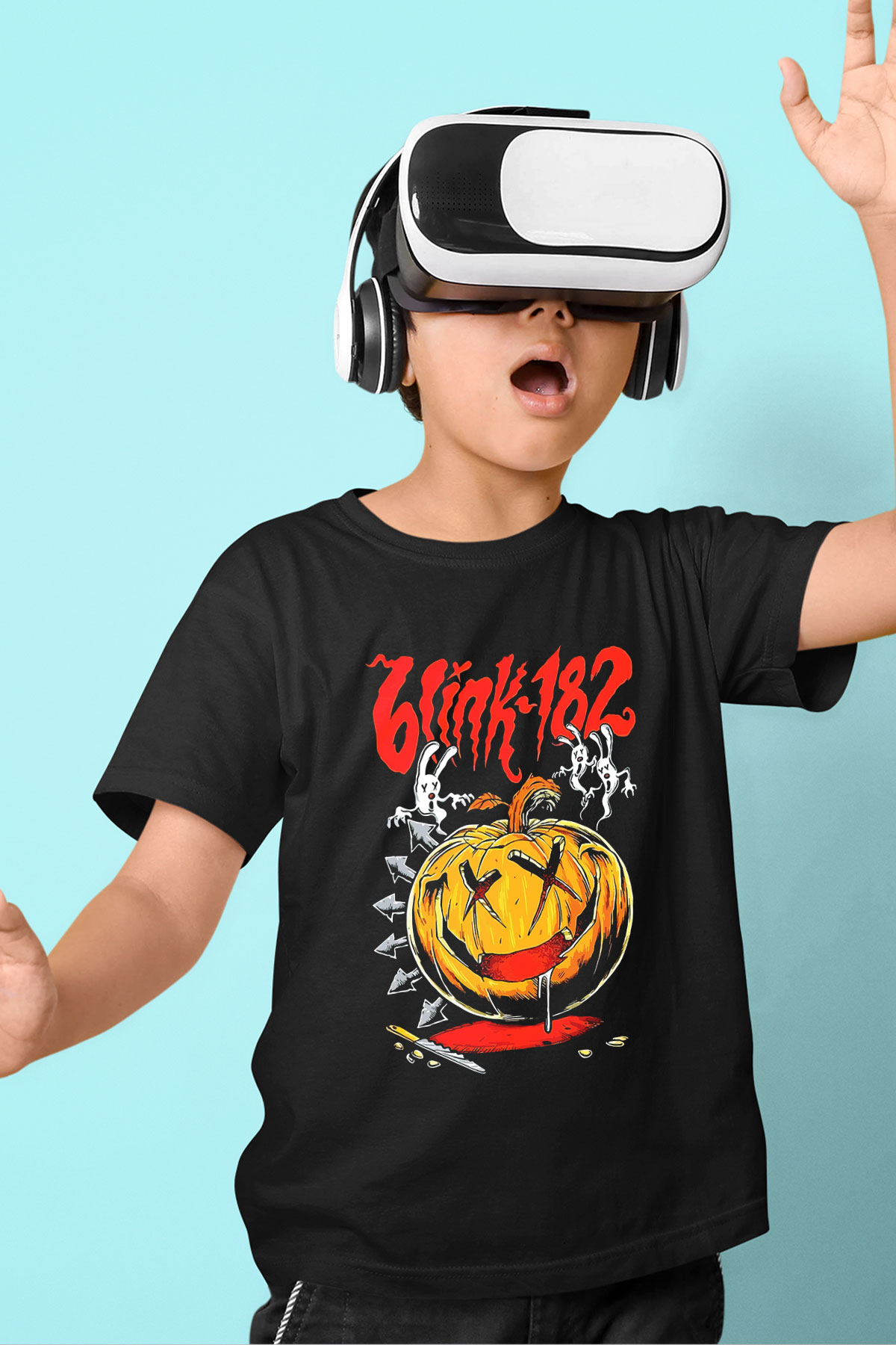 Blink 182 Baskılı Siyah Unisex Çocuk Tişört