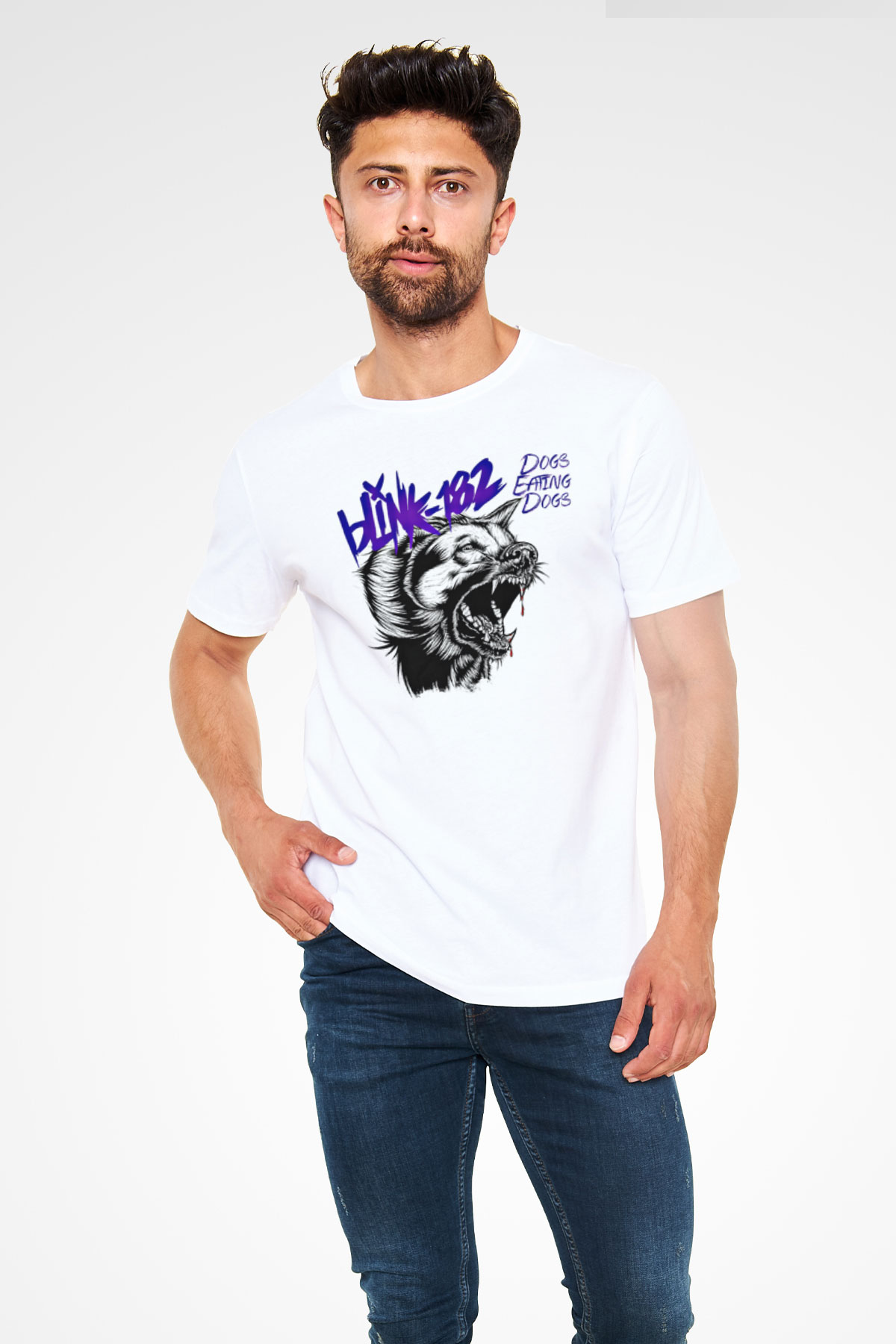 Blink-182 Baskılı Unisex Beyaz Tişört