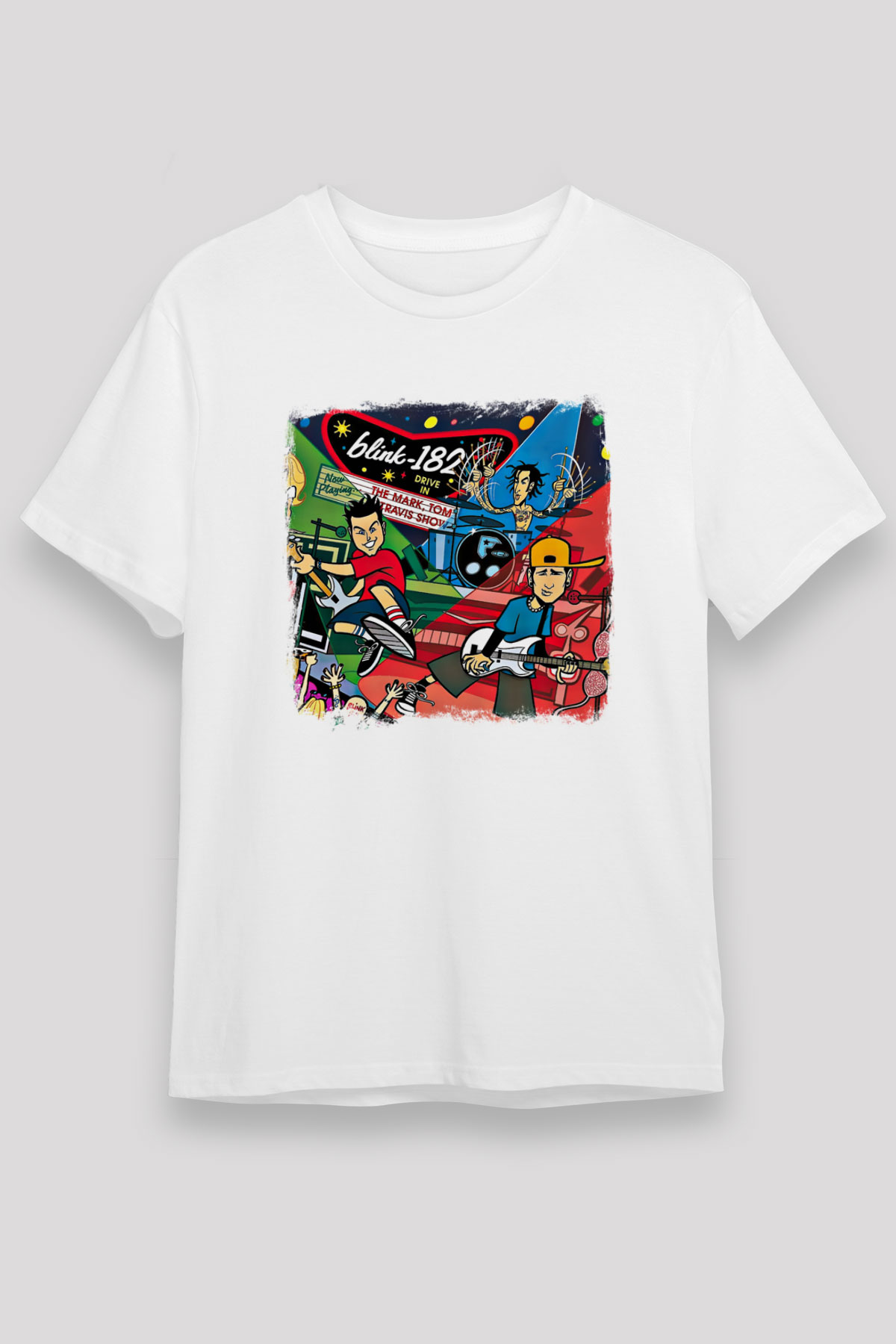 Blink-182 Baskılı Unisex Beyaz Tişört