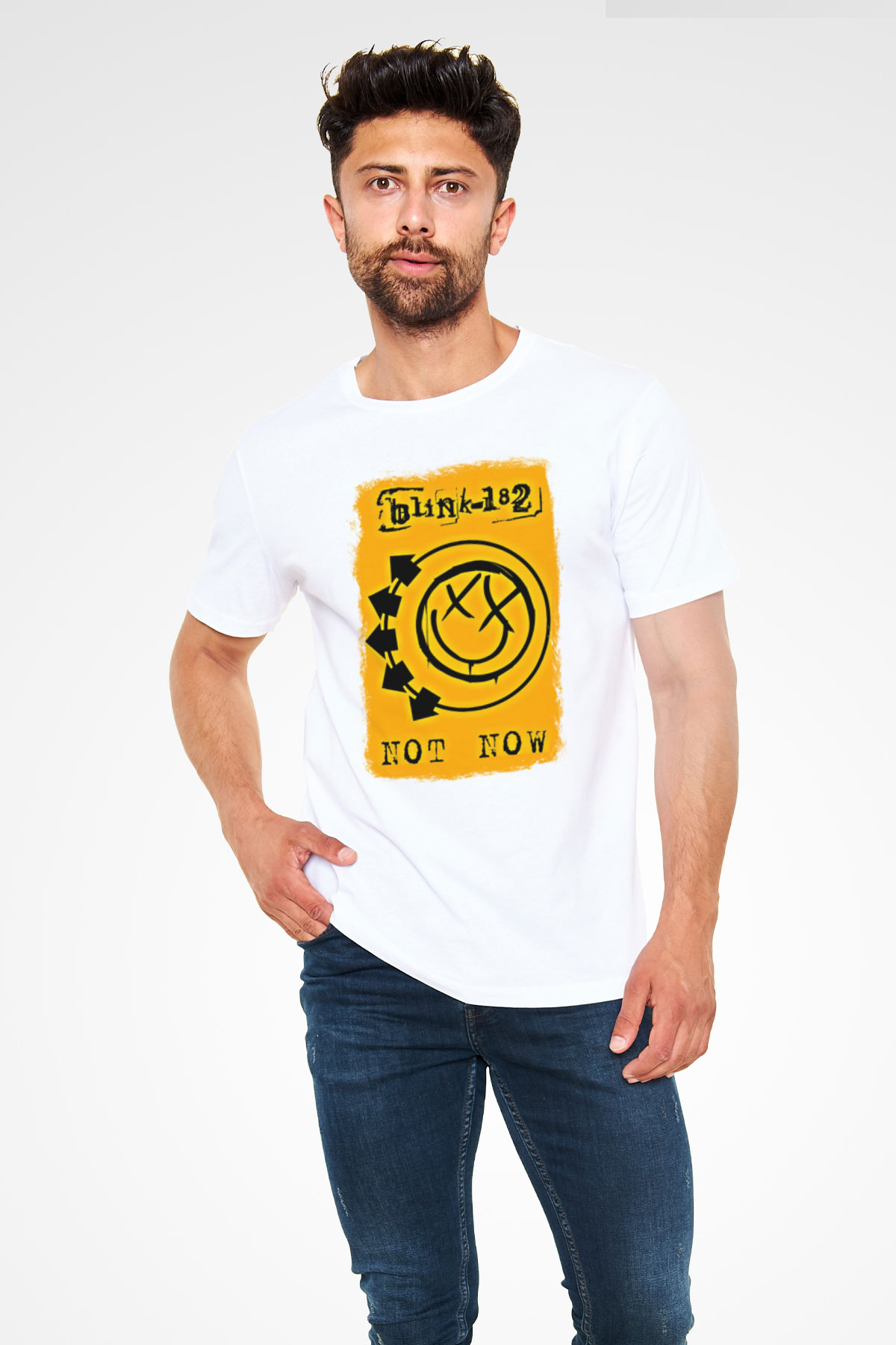 Blink-182 Baskılı Unisex Beyaz Tişört