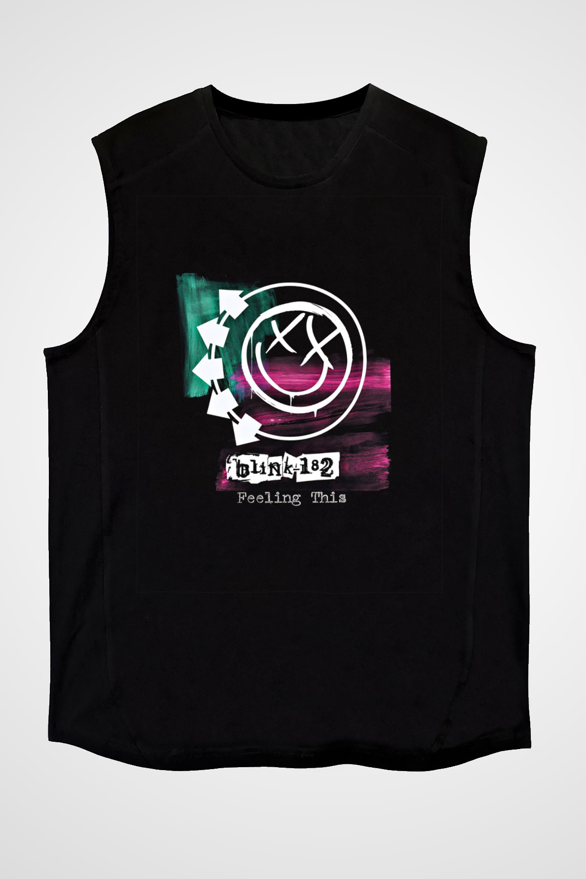 Blink-182 Baskılı Unisex Siyah Kolsuz Tişört
