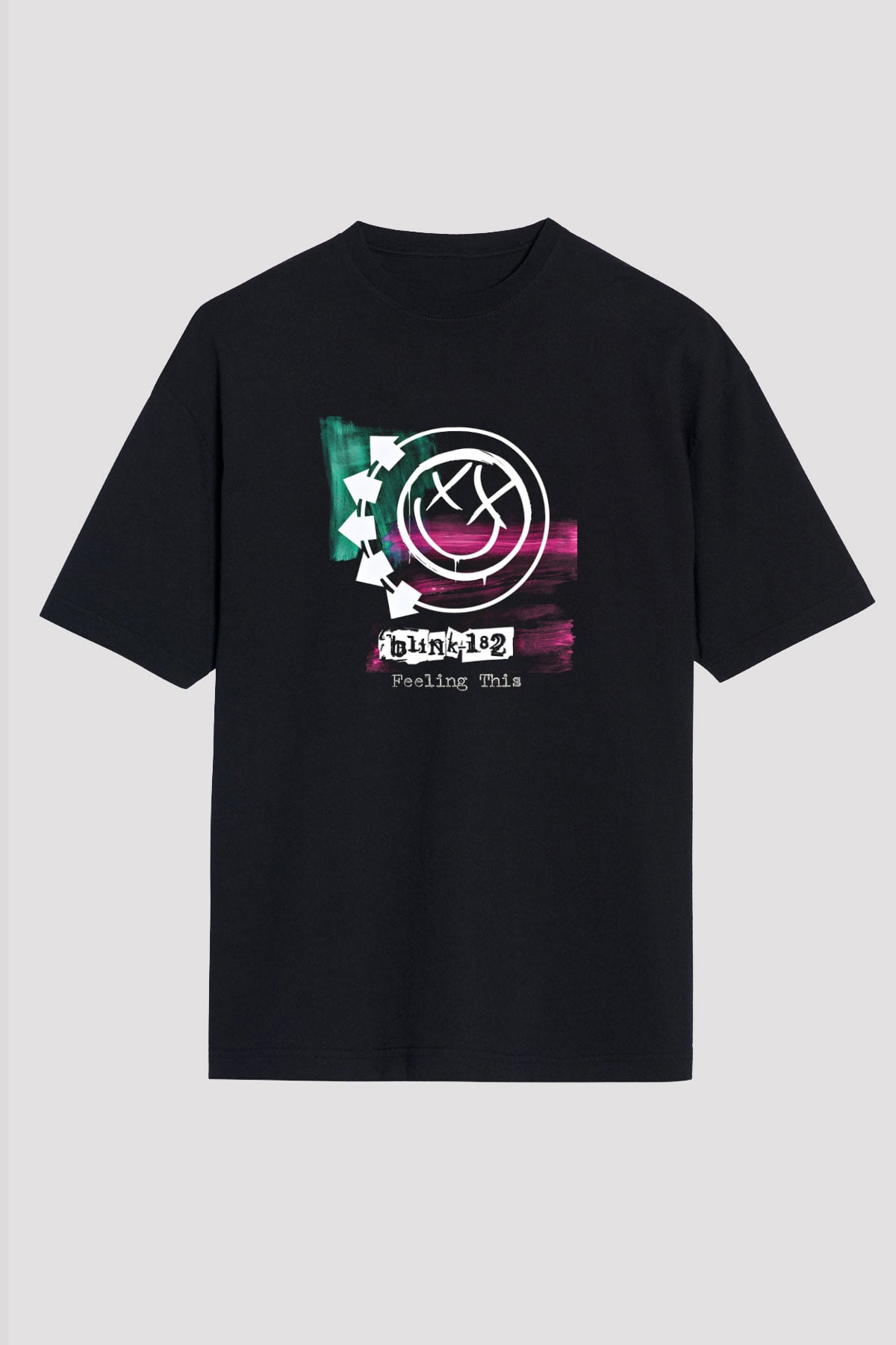Blink-182 Baskılı Unisex Siyah Oversize Tişört