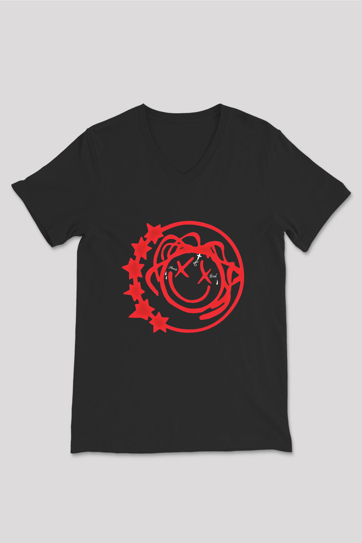Blink-182 Baskılı Unisex Siyah V Yaka Tişört