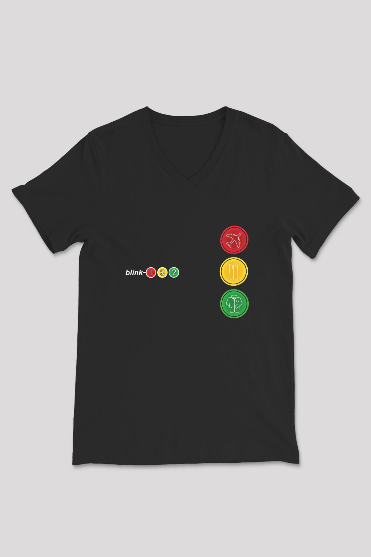 Blink-182 Baskılı Unisex Siyah V Yaka Tişört