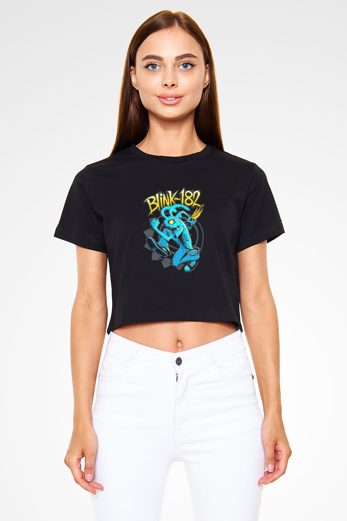 Blink 182 Siyah Crop Top Tişört