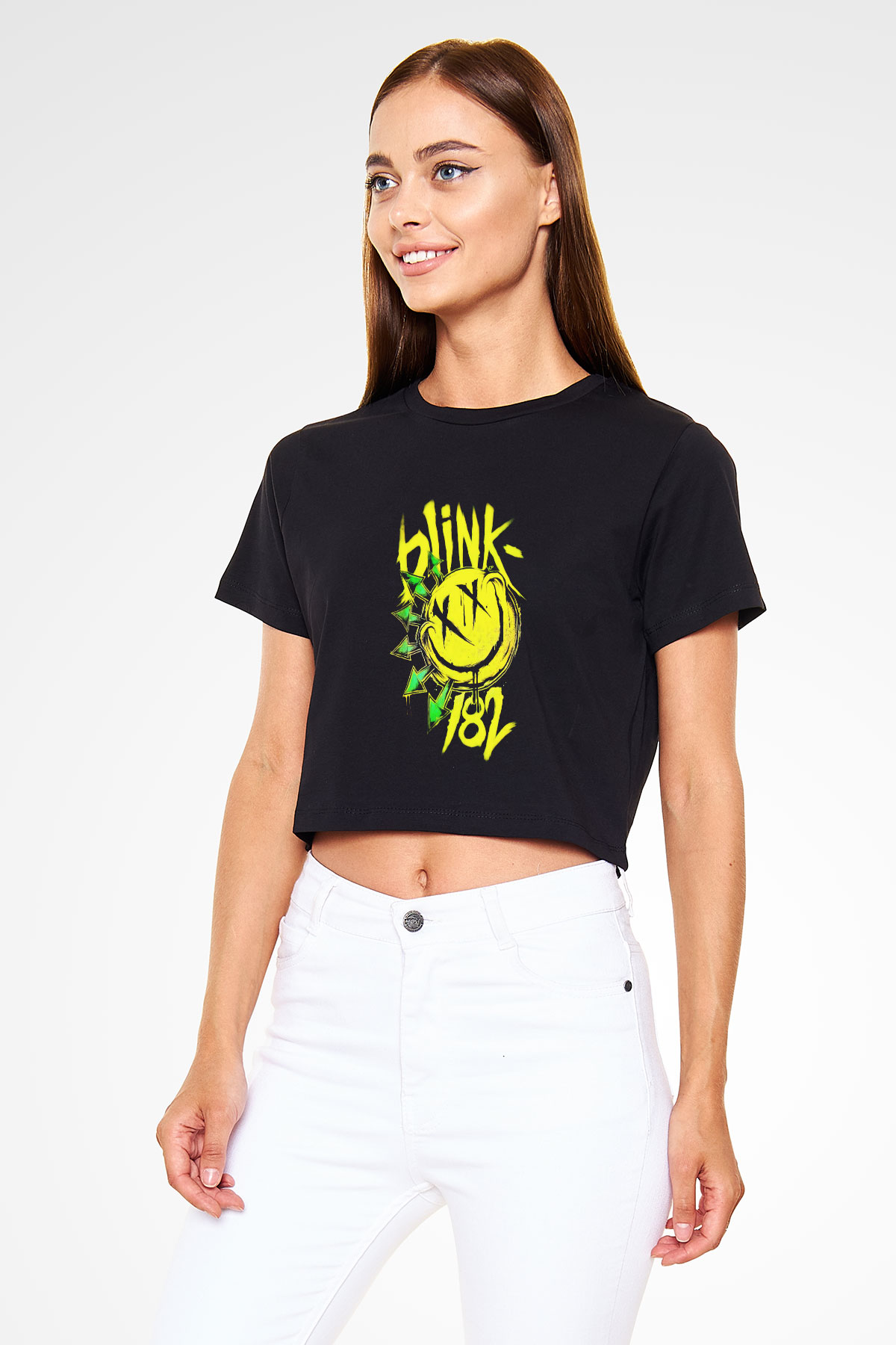 Blink 182 Siyah Crop Top Tişört