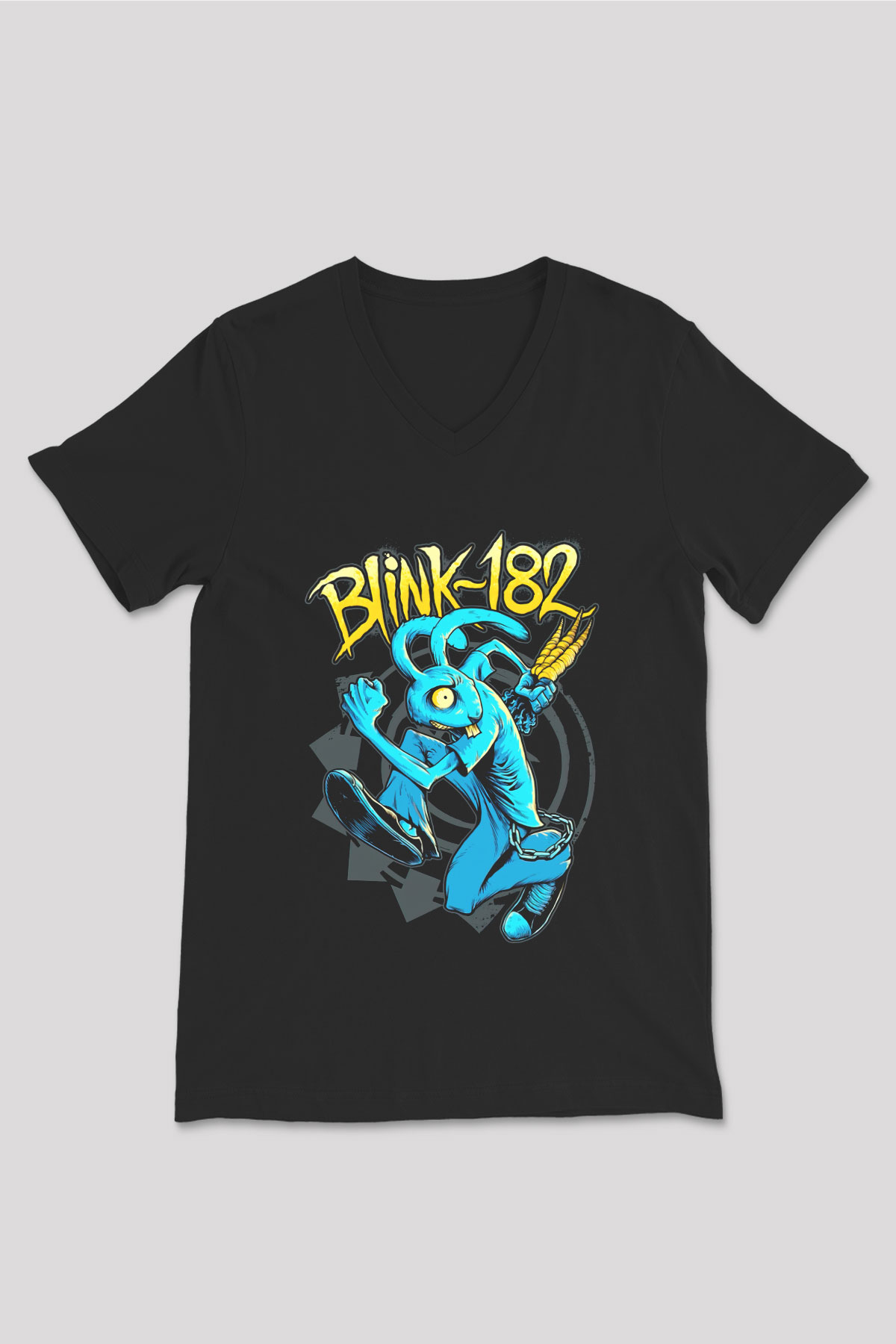 Blink 182 Siyah Unisex V Yaka Tişört T-Shirt