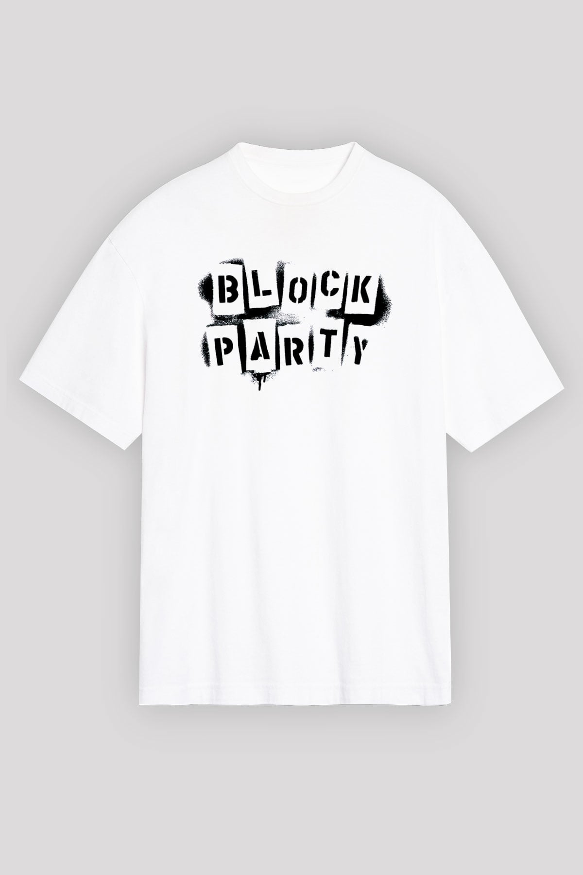 Bloc Party Beyaz Oversize Tişört Oversize T-shirt - TişörtFabrikası