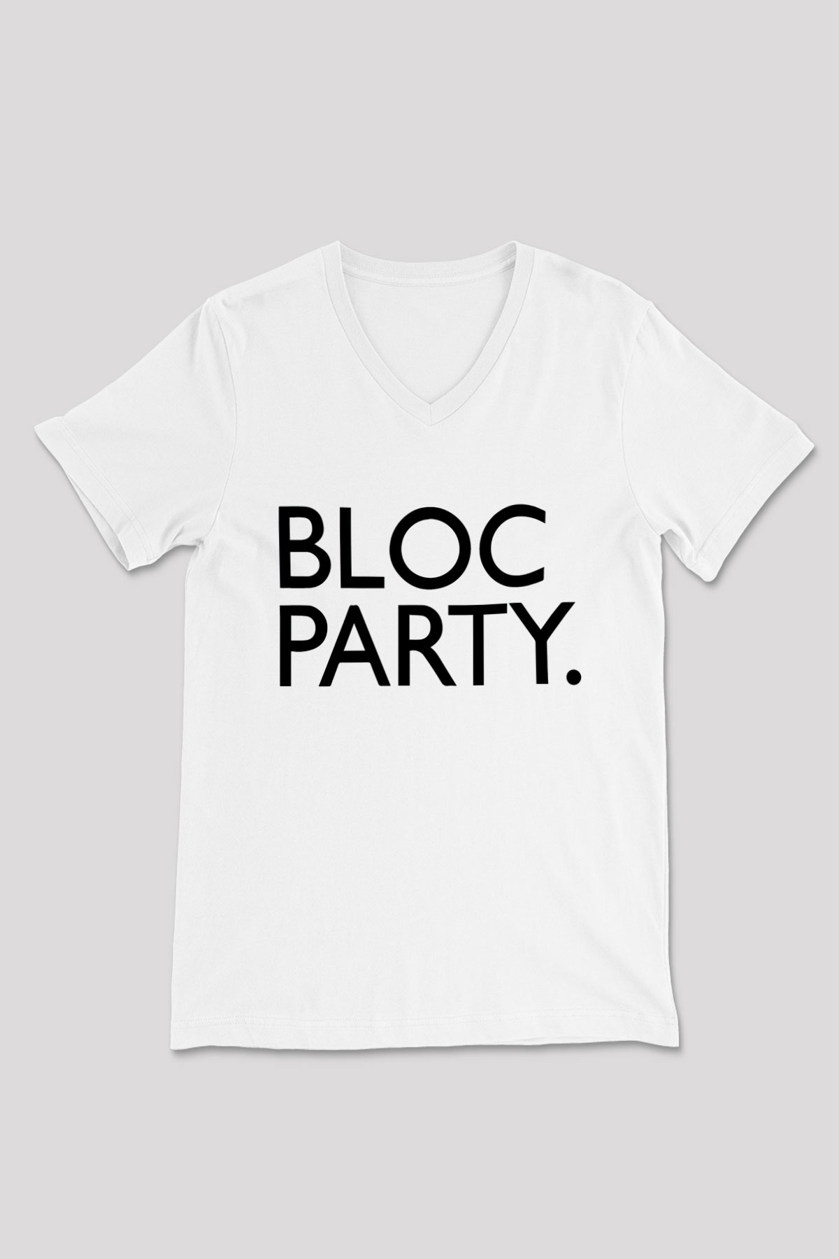 Bloc Party Beyaz Unisex V Yaka Tişört T-Shirt