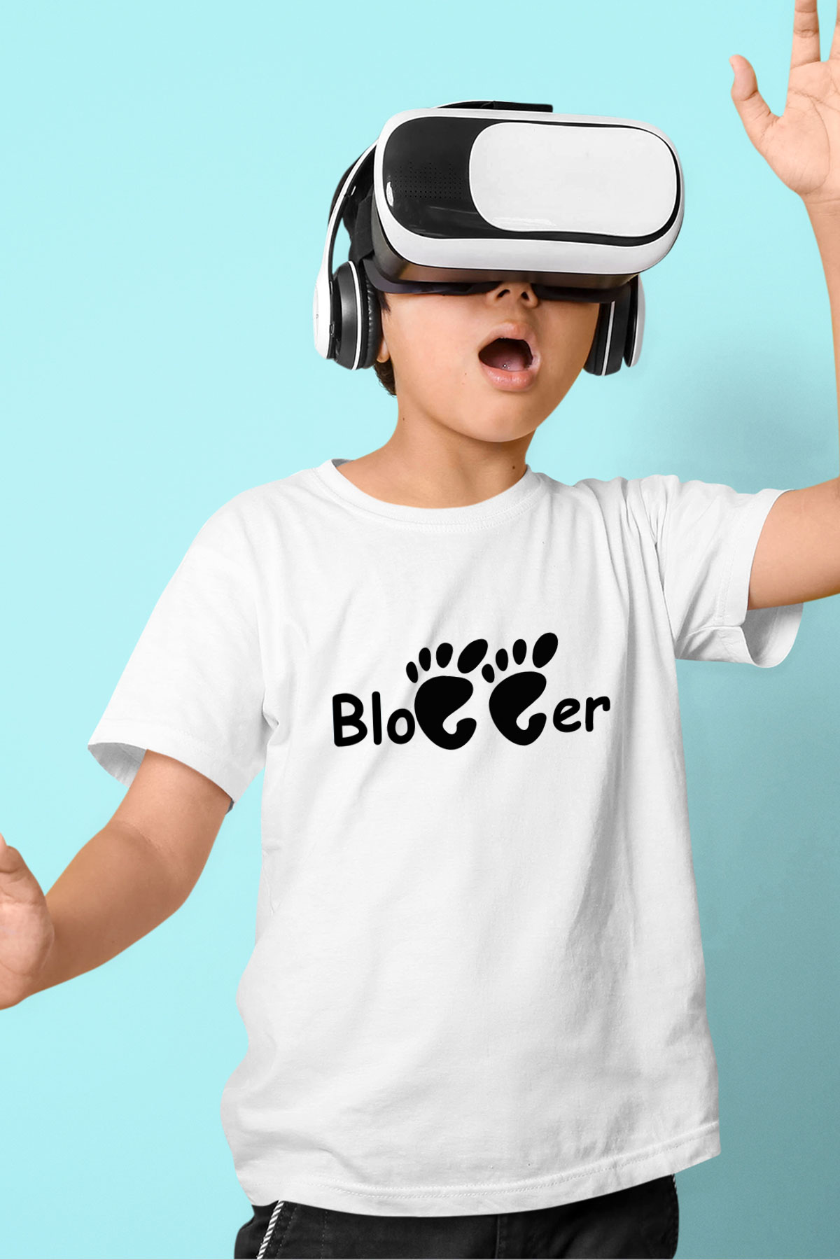 Blogger Baskılı Beyaz Unisex Çocuk Tişört