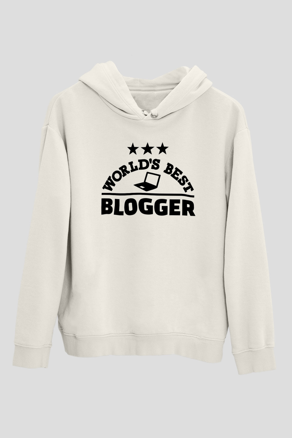 Blogger Beyaz Unisex Kapüşonlu Sweatshirt