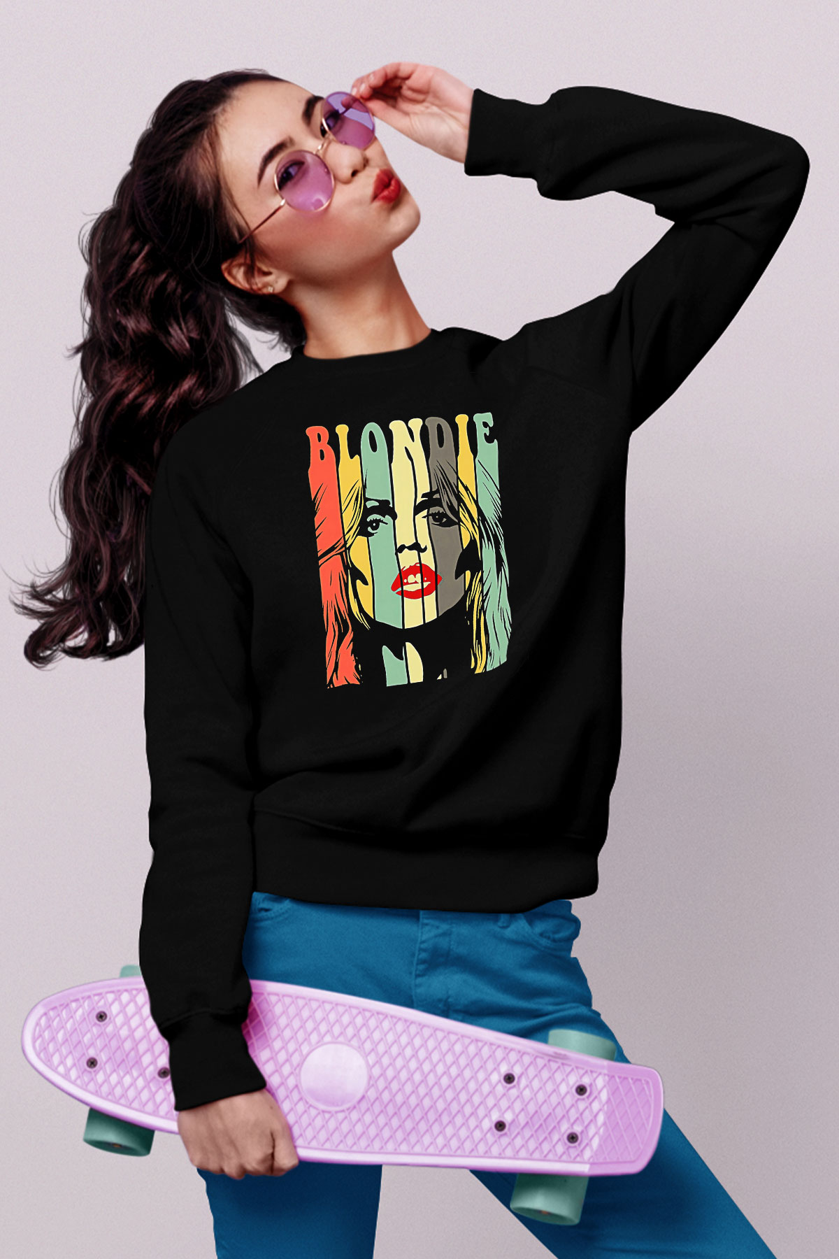 Blondie - Debbie Harry Baskılı Unisex Siyah Sweatshirt