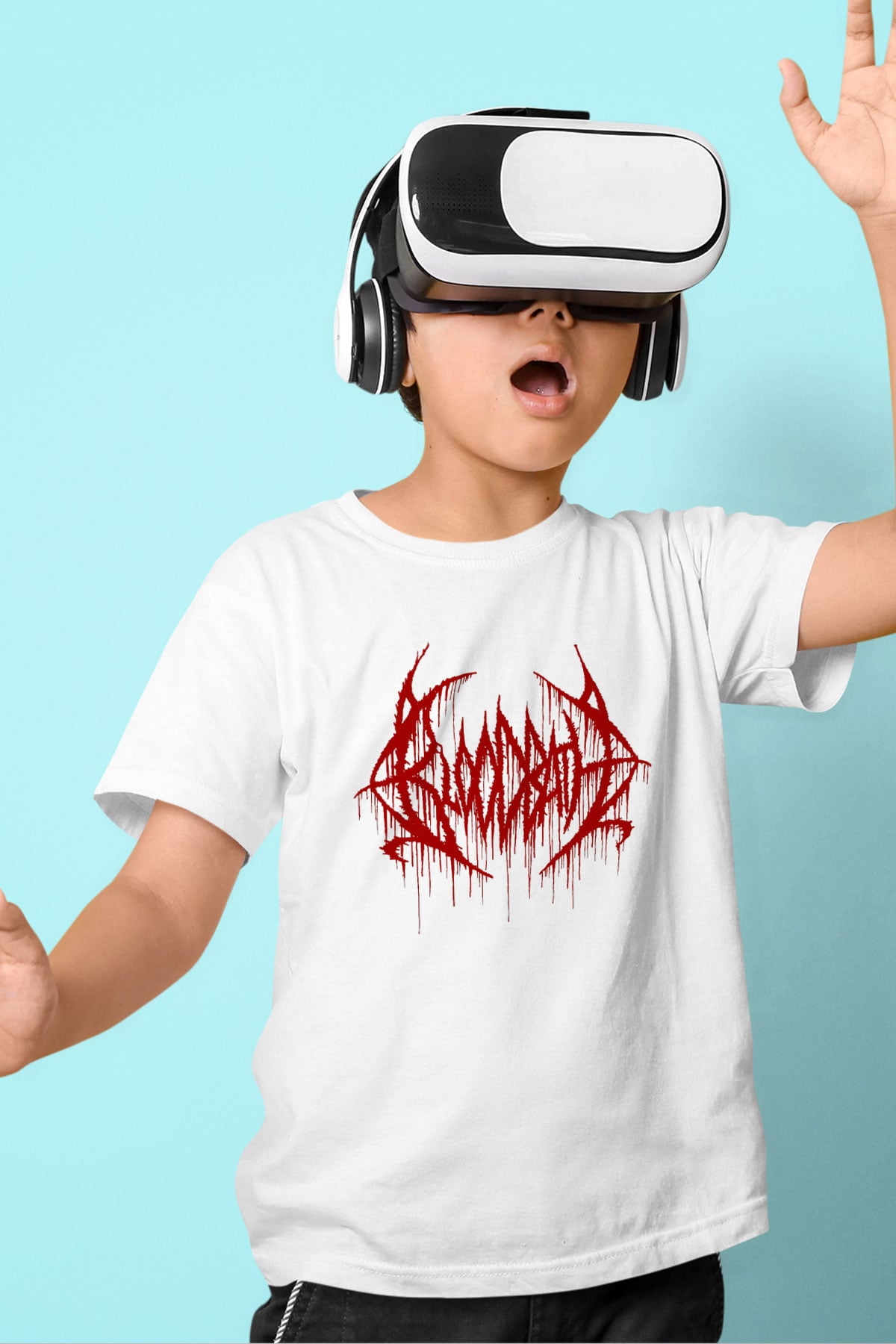 Bloodbath Baskılı Beyaz Unisex Çocuk Tişört