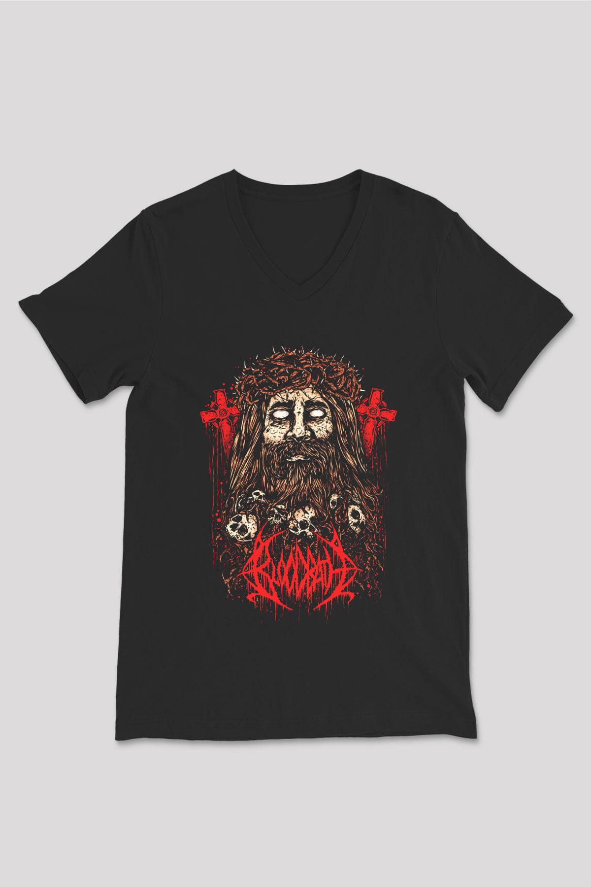 Bloodbath Siyah Unisex V Yaka Tişört T-Shirt