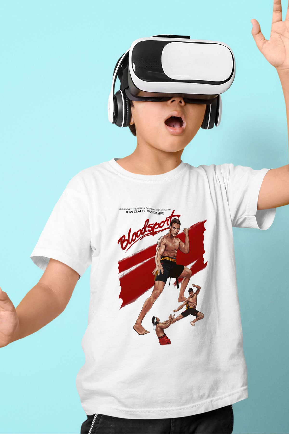 Bloodsport Kan Sporu Baskılı Beyaz Unisex Çocuk Tişört