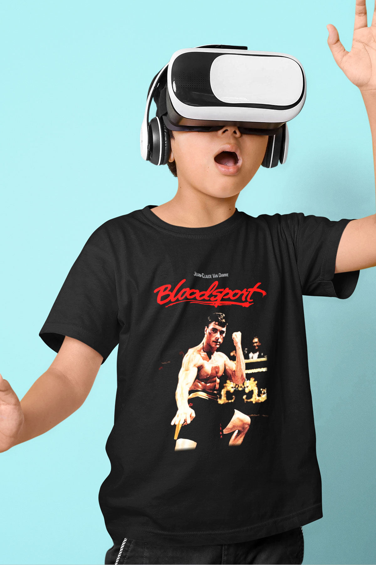 Bloodsport Kan Sporu Baskılı Siyah Unisex Çocuk Tişört