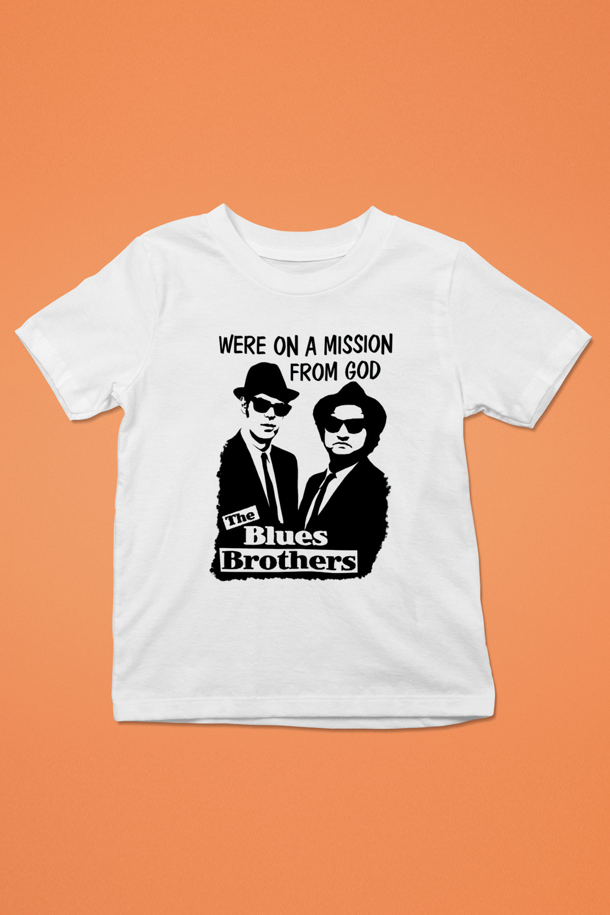 Blue Brothers Baskılı Beyaz Unisex Çocuk Tişört
