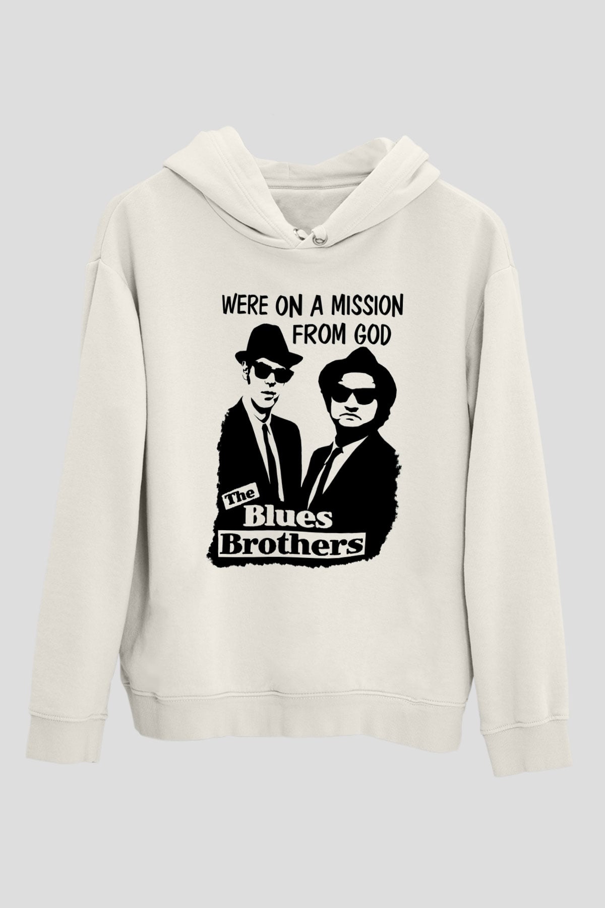 Blue Brothers Beyaz Unisex Kapşonlu Sweatshirt