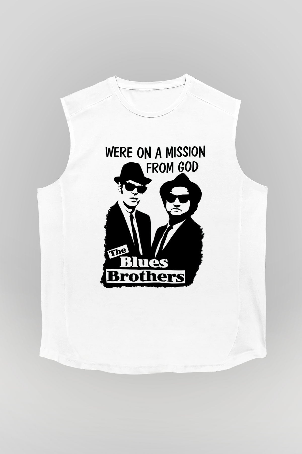 Blue Brothers Beyaz Unisex Kolsuz Tişört