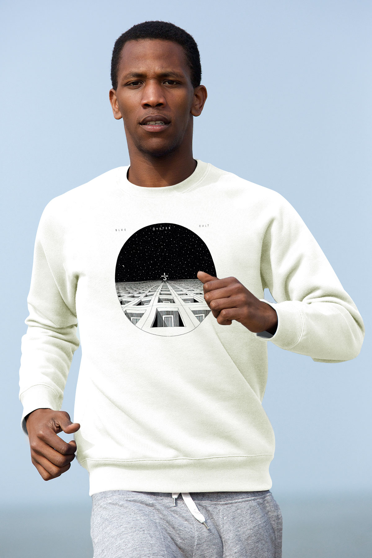 Blue Oyster Cult Baskılı Beyaz Unisex Sweatshirt
