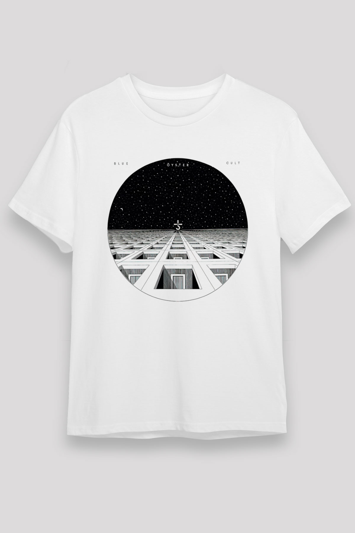 Blue Oyster Cult Baskılı Unisex Beyaz Tişört - Tshirt