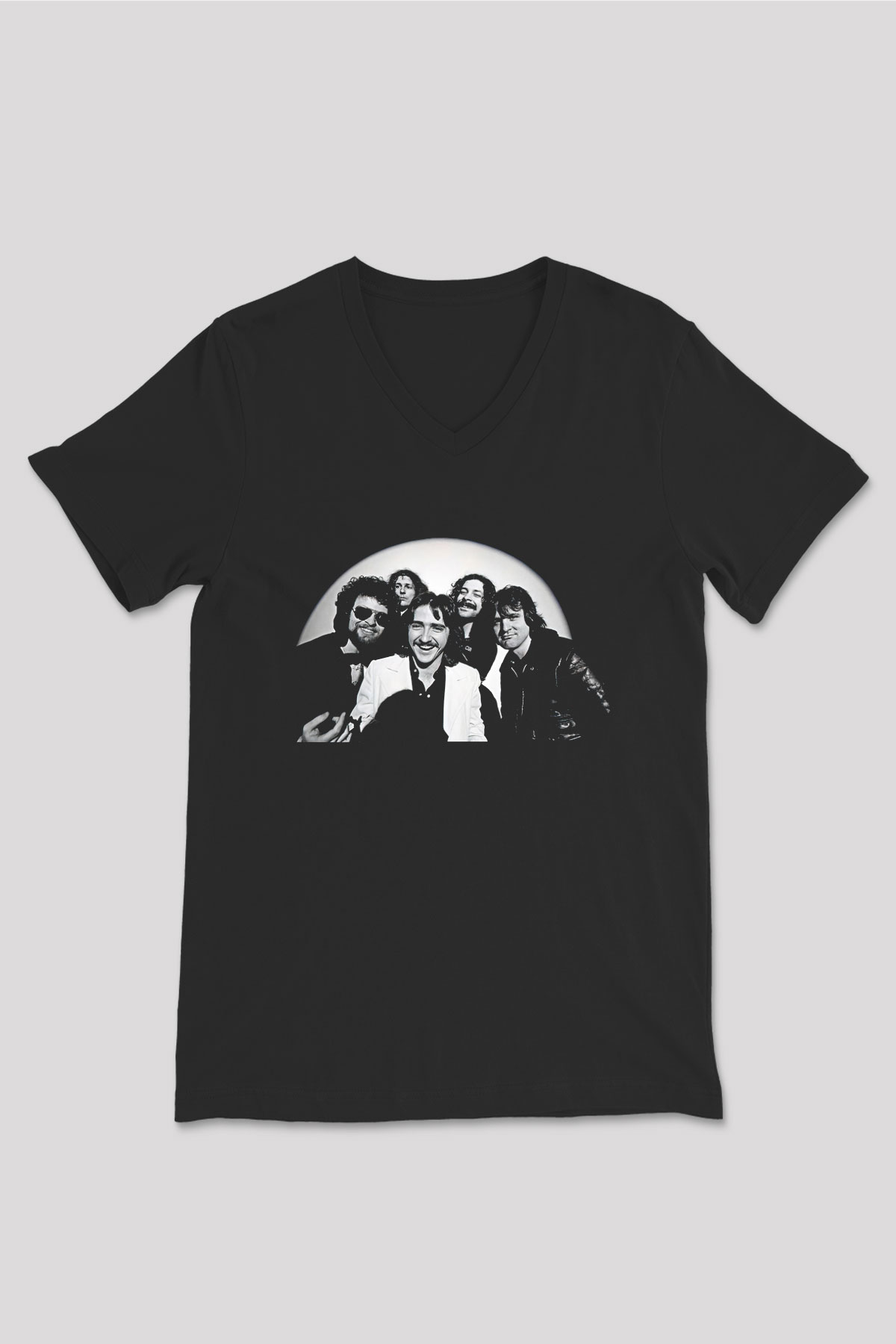 Blue Oyster Cult Baskılı Unisex Siyah V Yaka Tişört - Tshirt