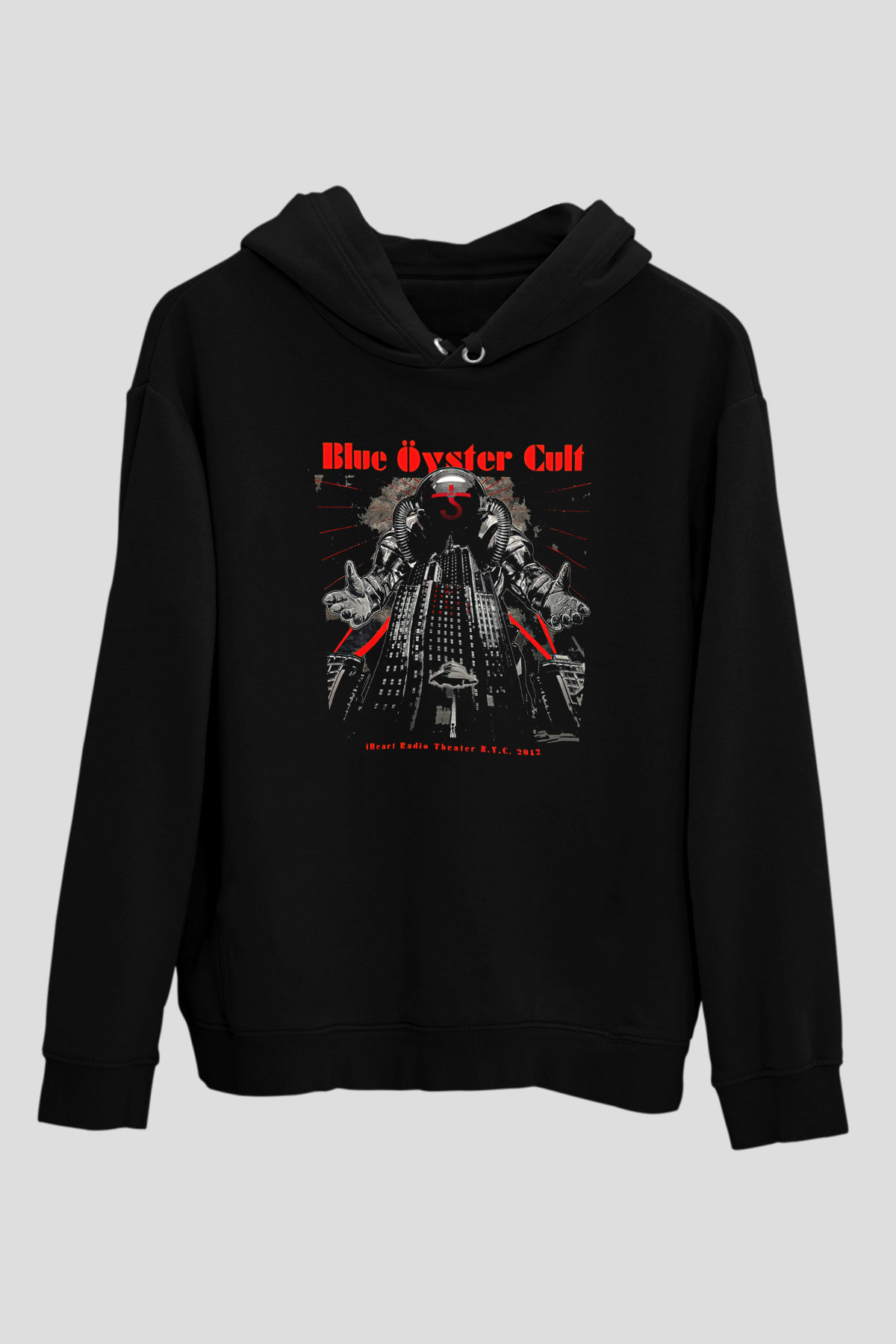 Blue Oyster Cult Baskılı Unisex Siyah Kapüşonlu Sweatshirt