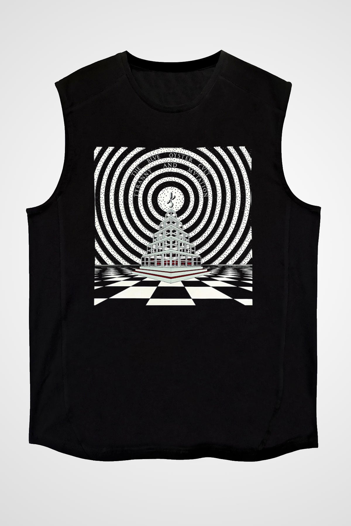 Blue Oyster Cult Baskılı Unisex Siyah Kolsuz Tişört - Tshirt