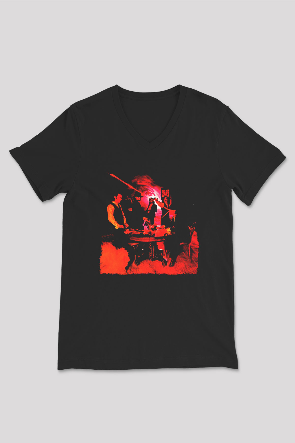 Blue Oyster Cult Baskılı Unisex Siyah V Yaka Tişört - Tshirt