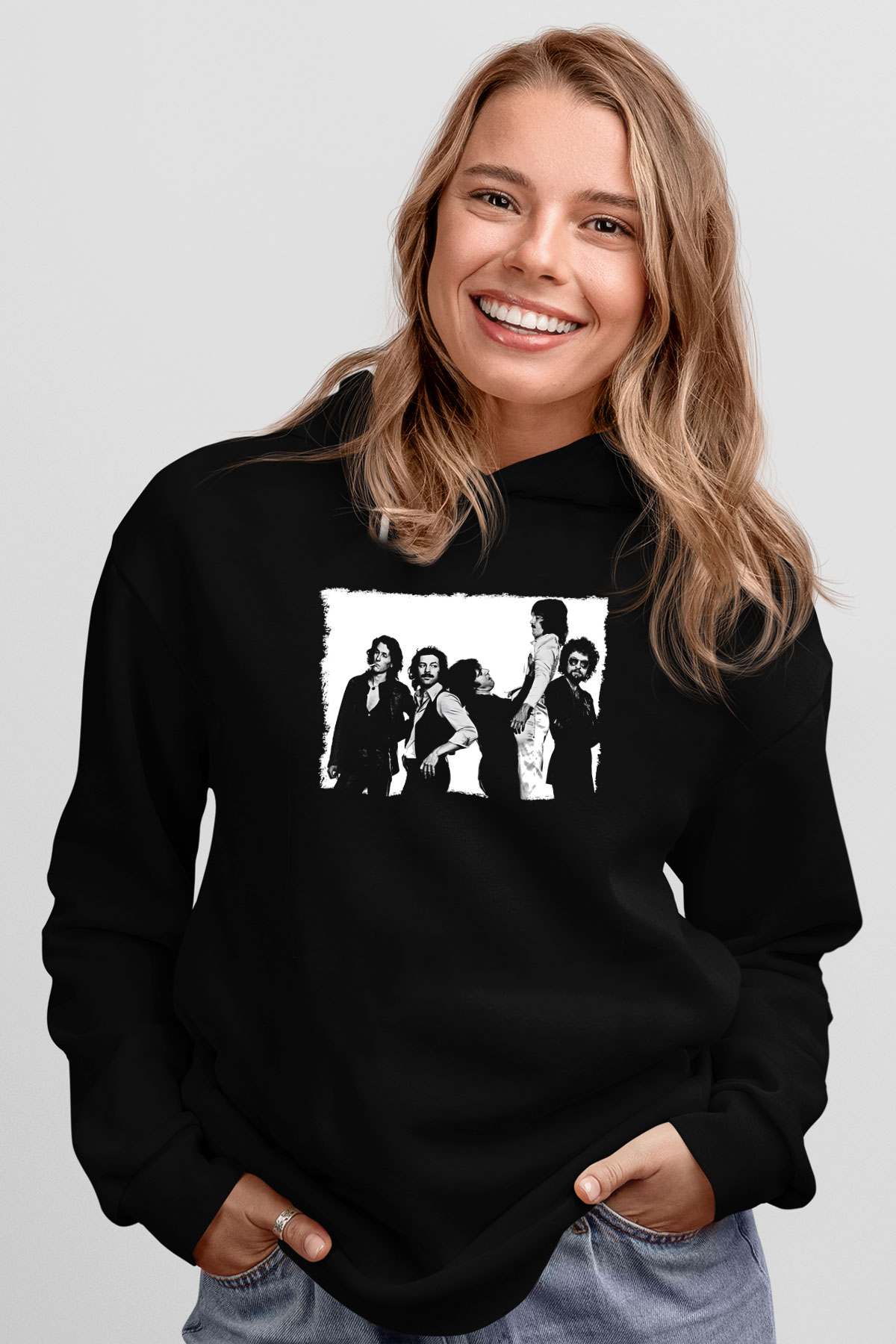 Blue Oyster Cult Baskılı Unisex Siyah Kapüşonlu Sweatshirt