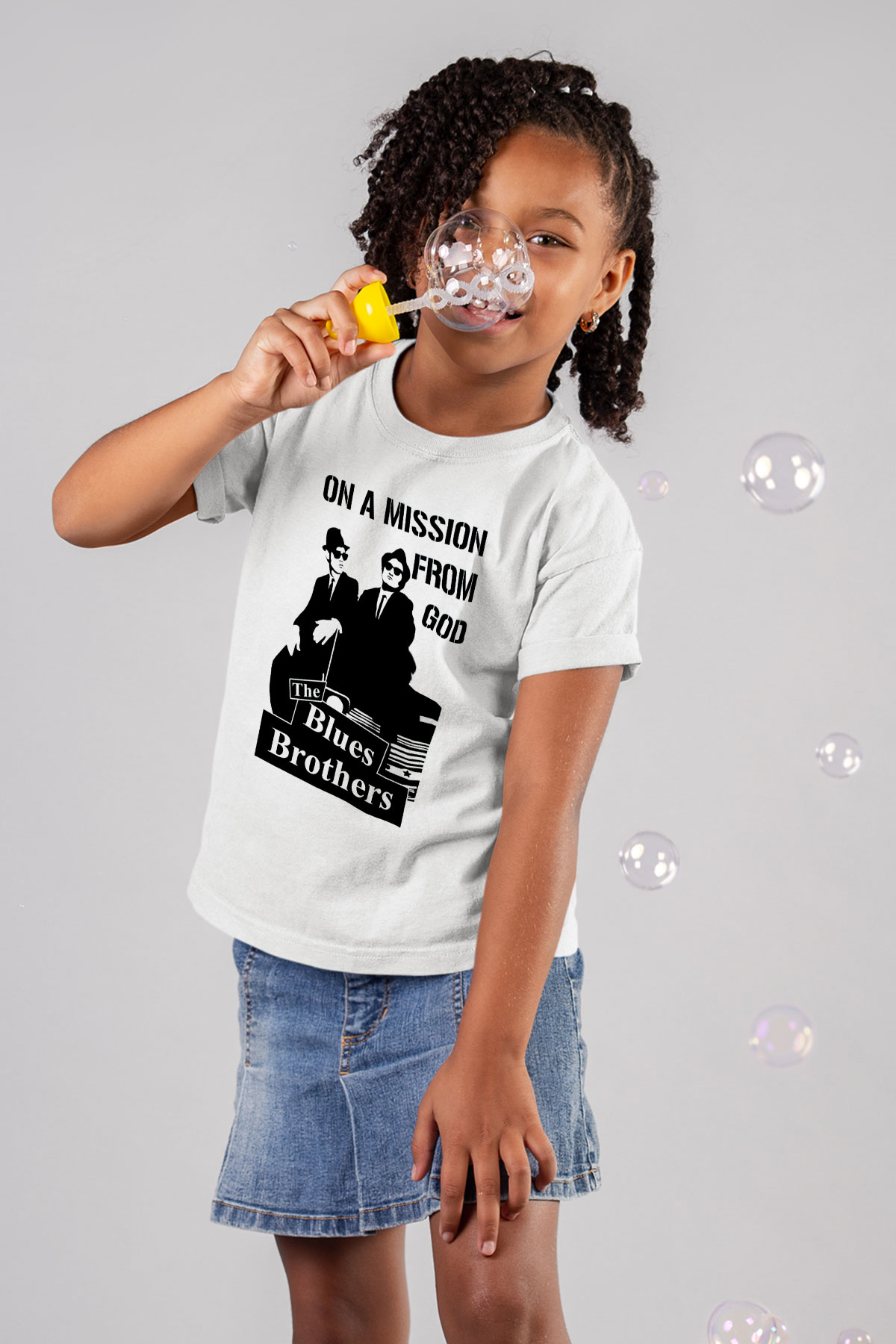 Blues Brothers Baskılı Beyaz Unisex Çocuk Tişört