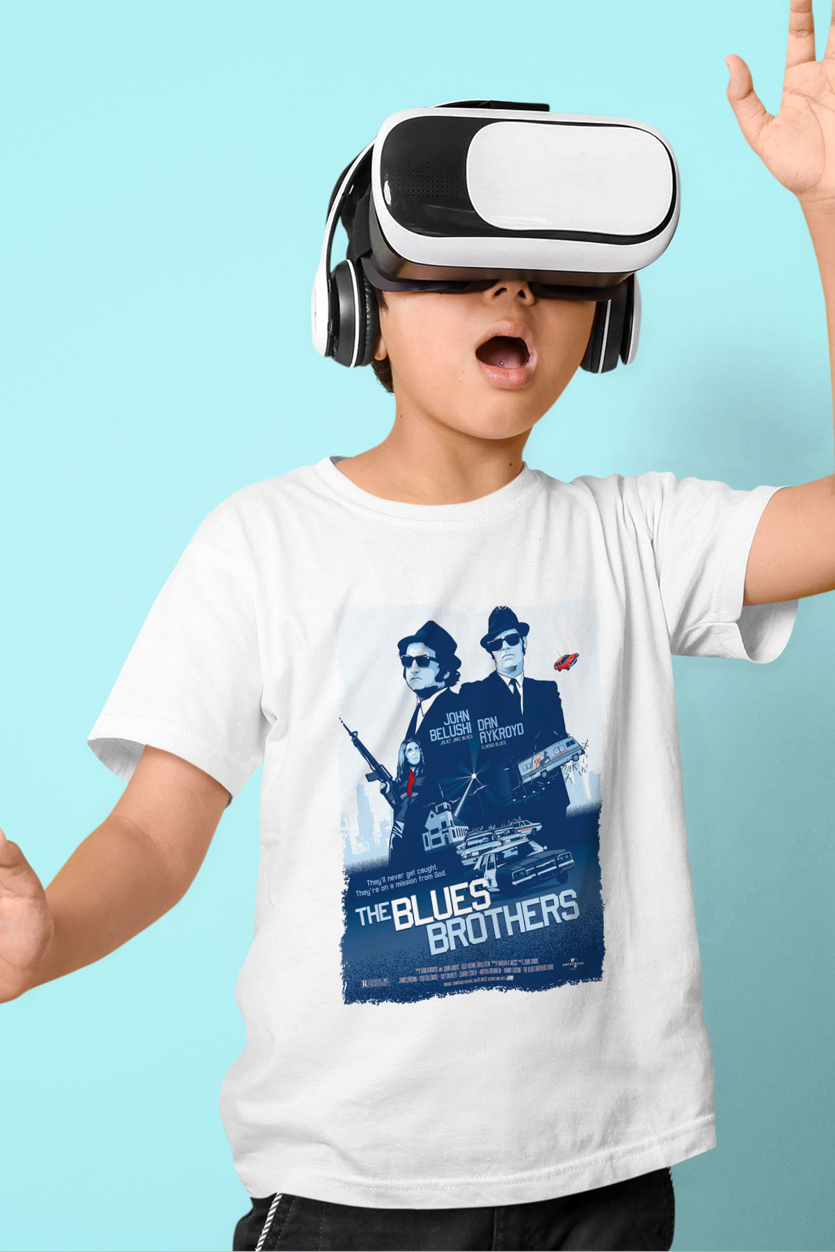 Blues Brothers Beyaz Unisex Çocuk Tişört