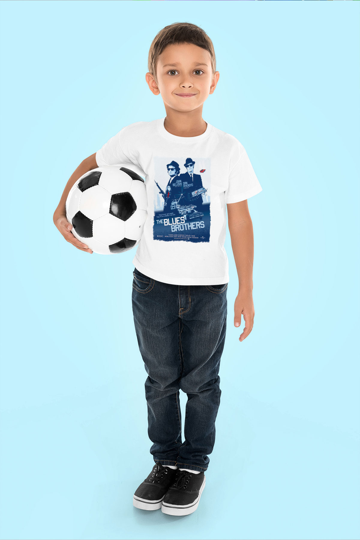 Blues Brothers Beyaz Unisex Çocuk Tişört