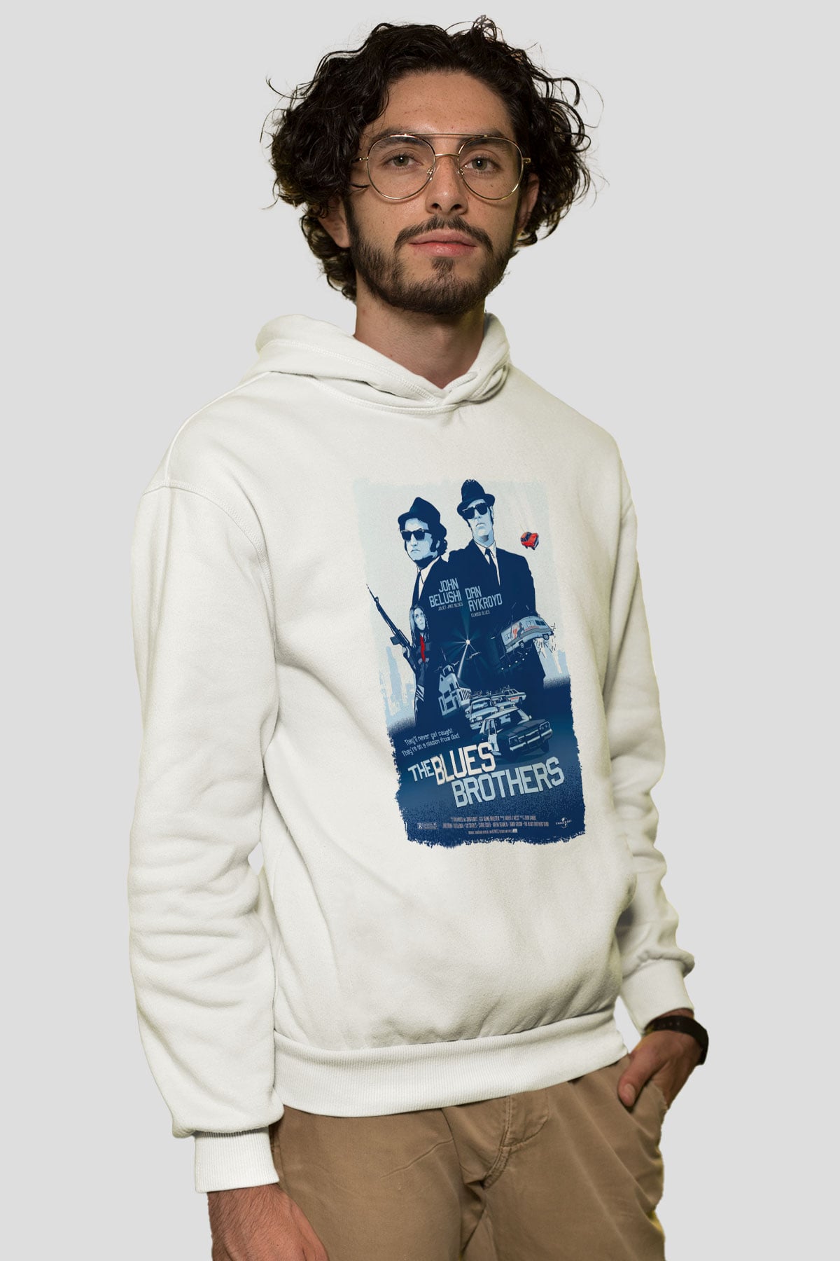 Blues Brothers Beyaz Unisex Hoodie