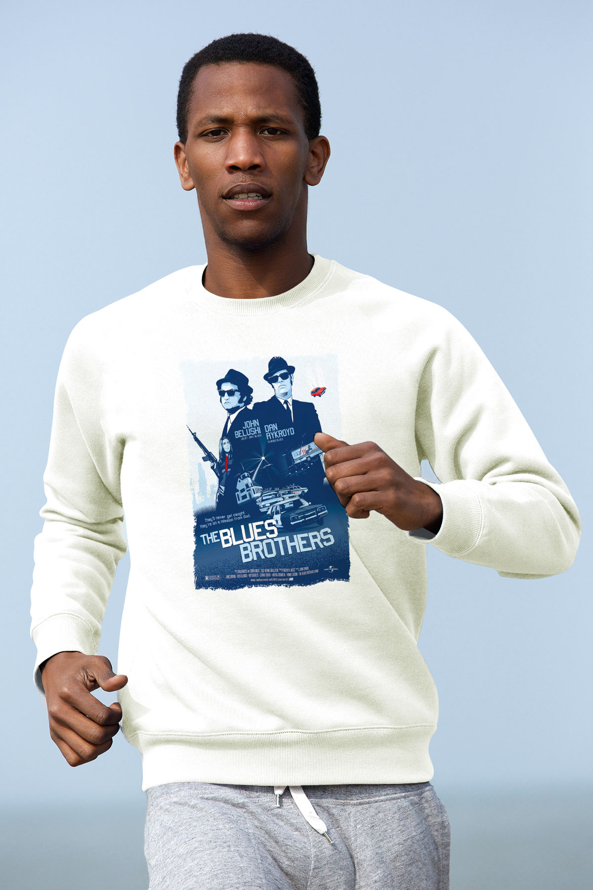 Blues Brothers Beyaz Unisex Sweatshirt