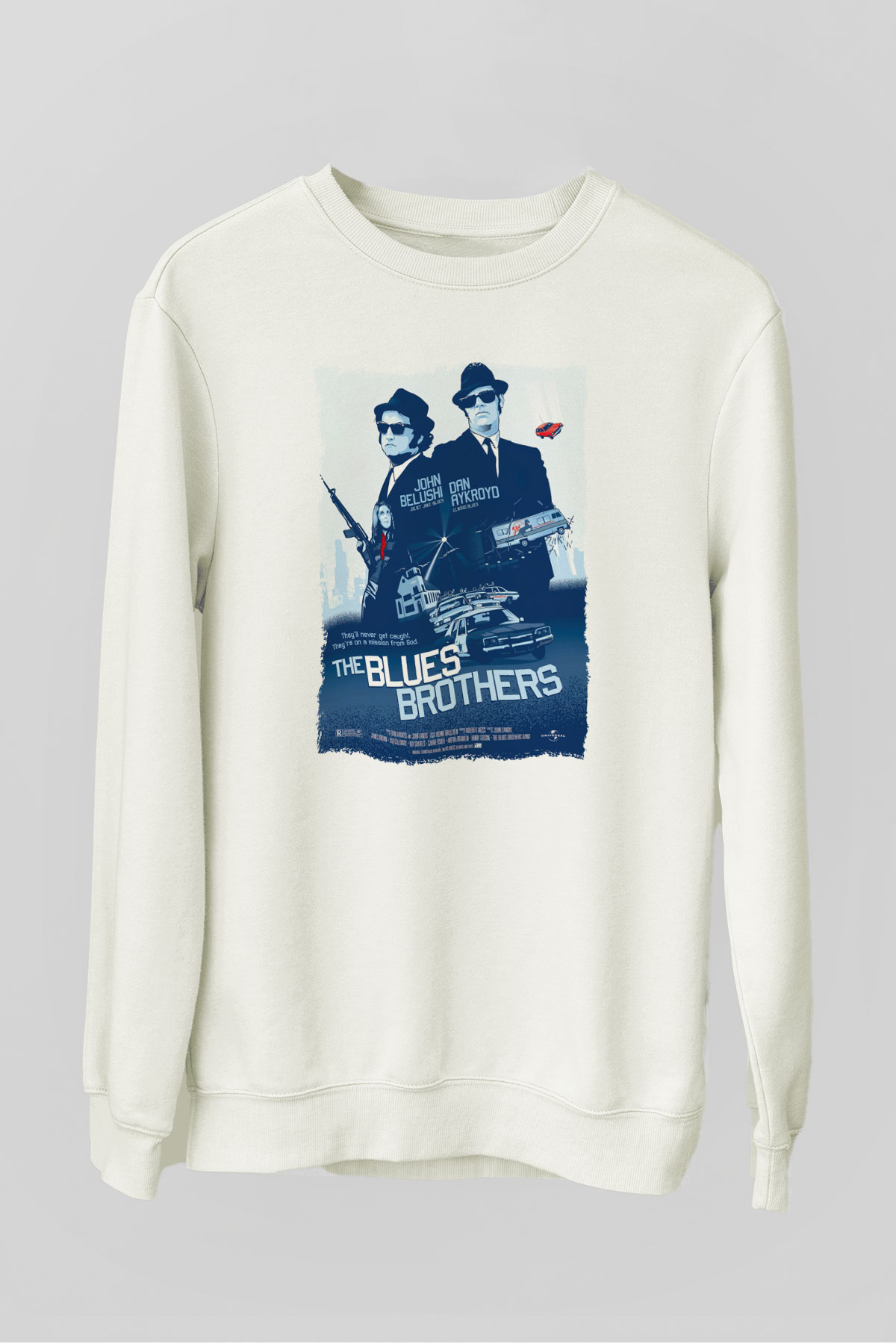 Blues Brothers Beyaz Unisex Sweatshirt