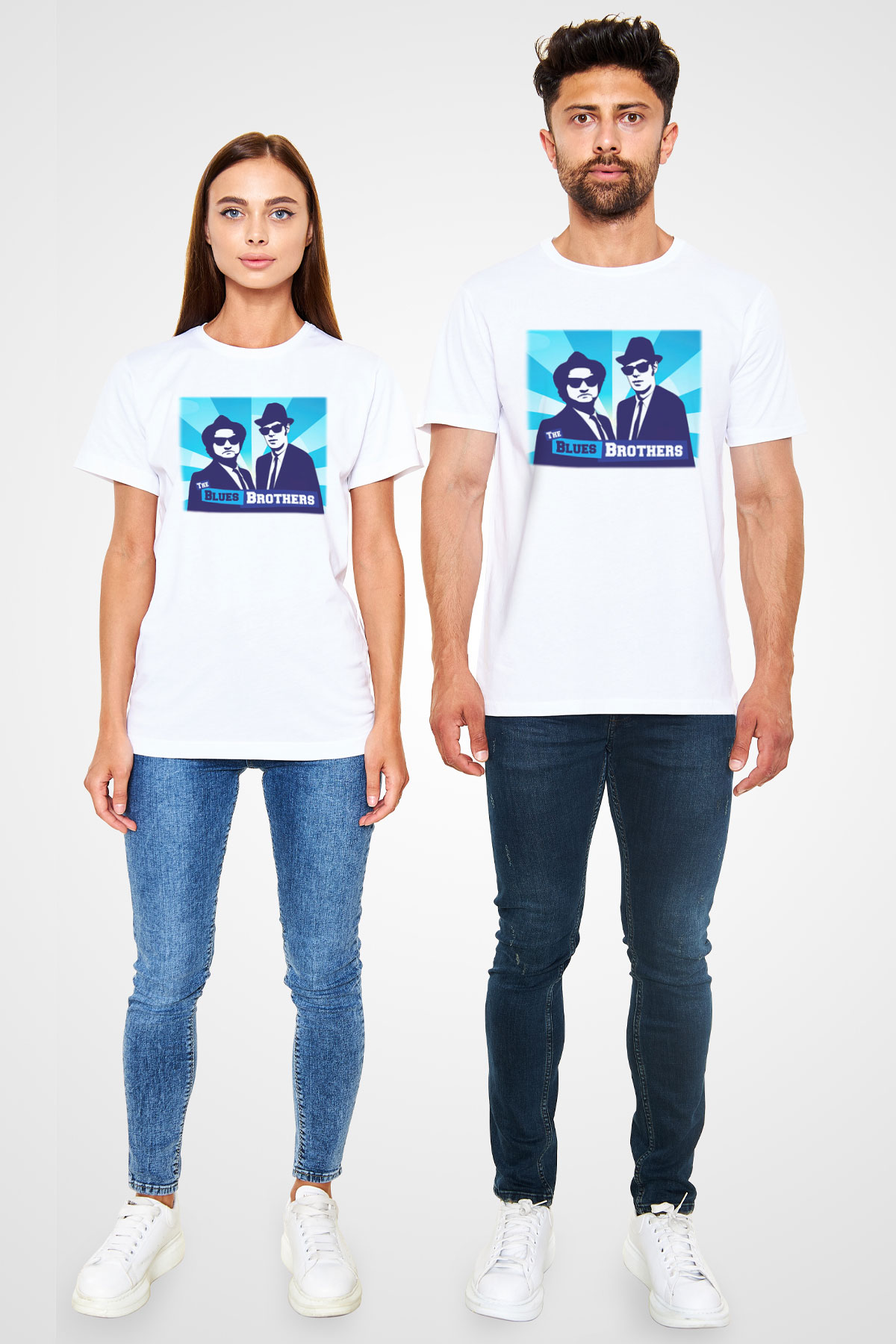 Blues Brothers Beyaz Unisex Tişört T-Shirt