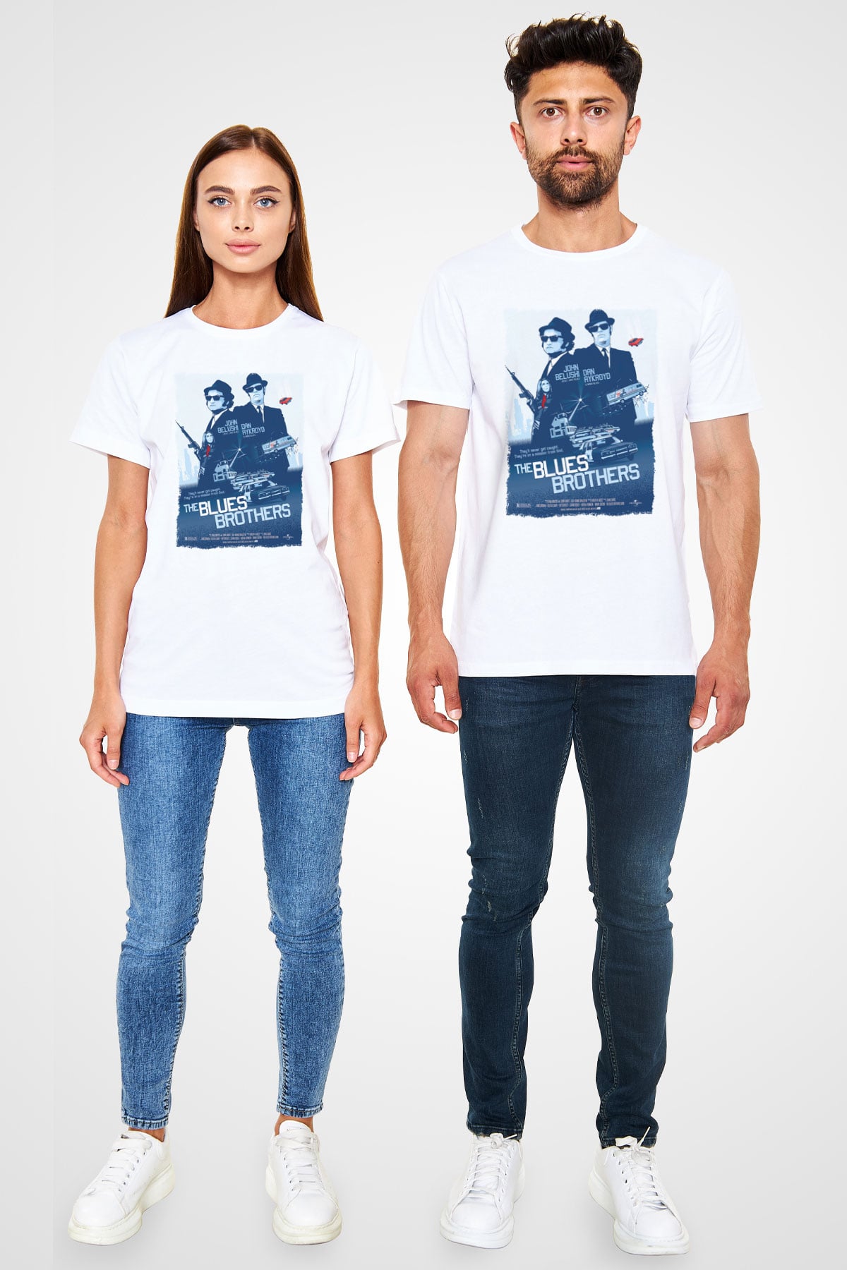 Blues Brothers Beyaz Unisex Tişört T-Shirt