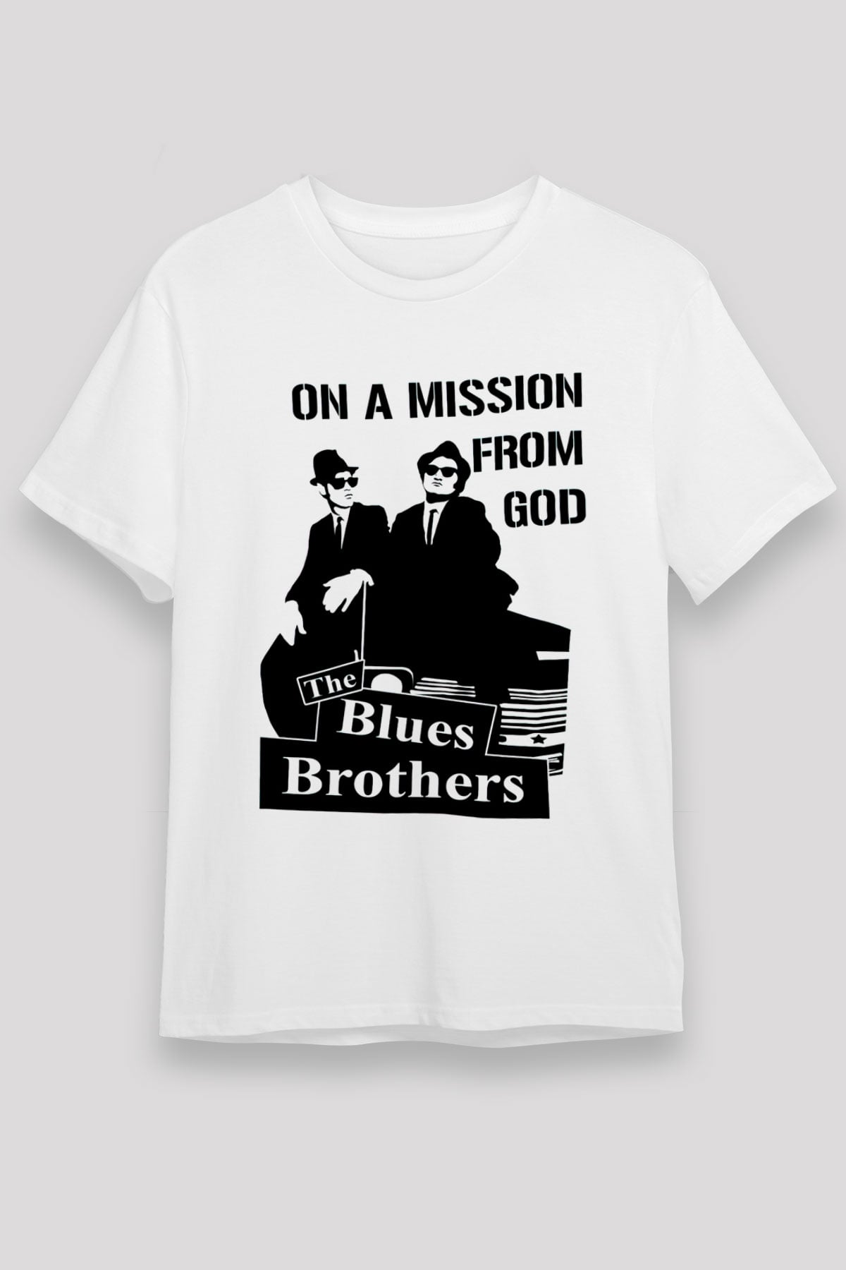 Blues Brothers Beyaz Unisex Tişört T-Shirt