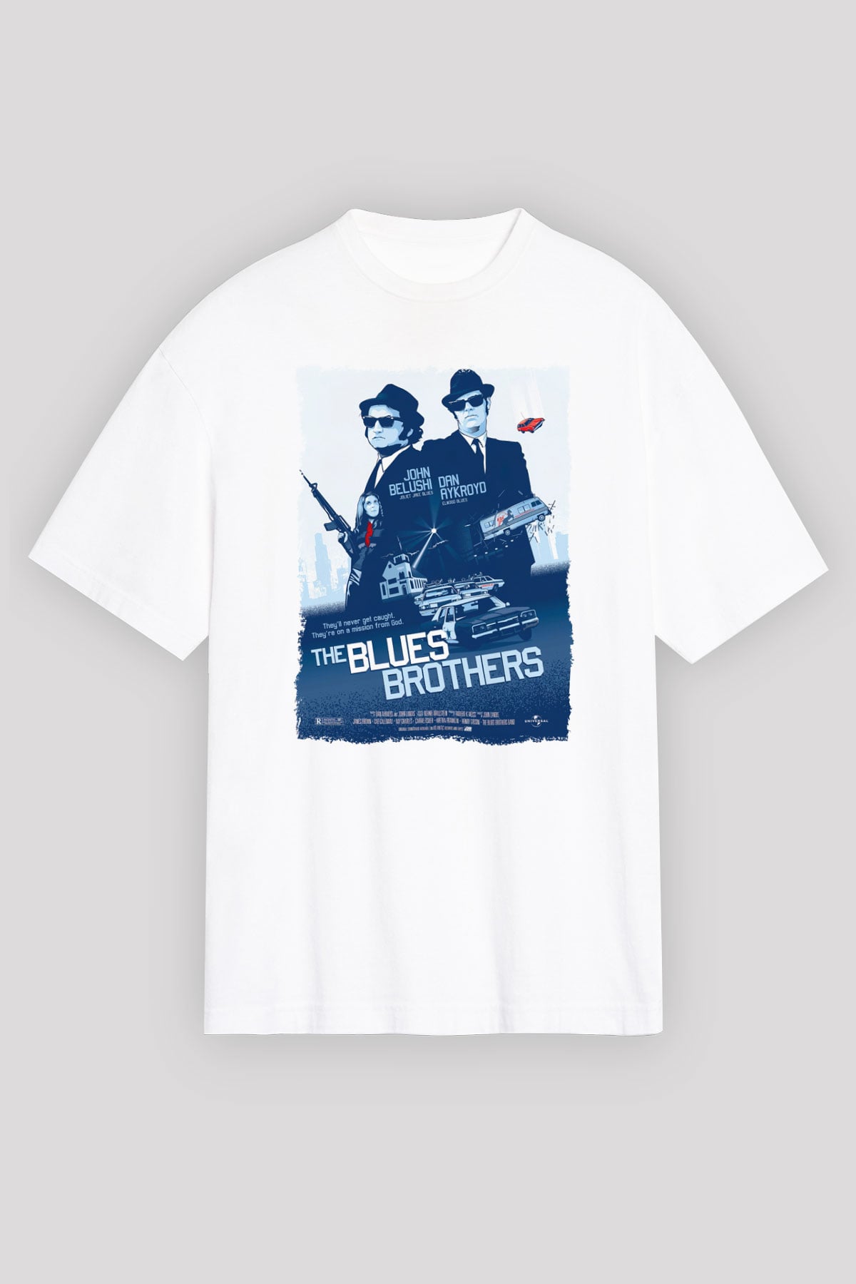 Blues Brothers Beyaz Oversize Tişört Oversize T-shirt