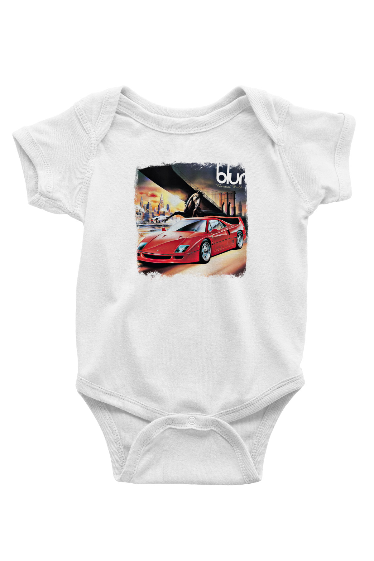 Blur Baskılı Unisex Beyaz Bebek Body - Zıbın