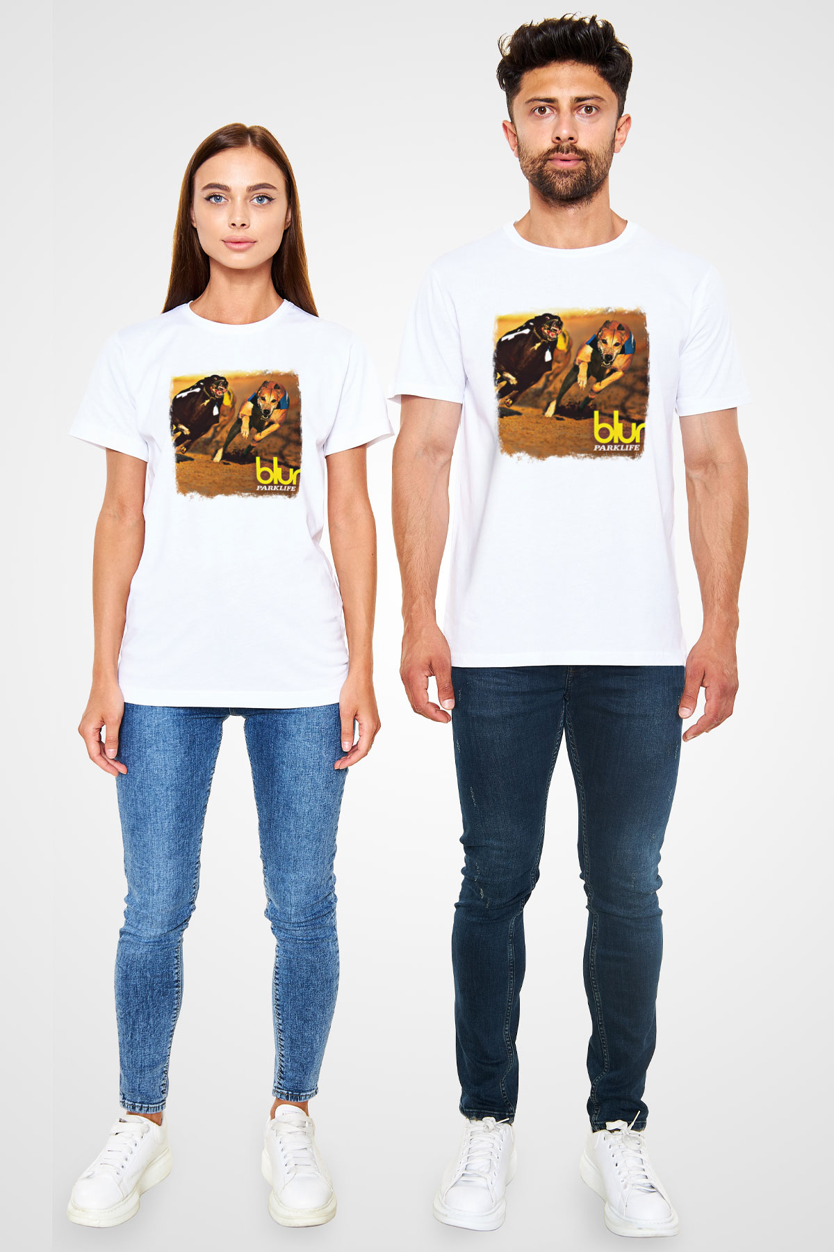 Blur Baskılı Unisex Beyaz Tişört
