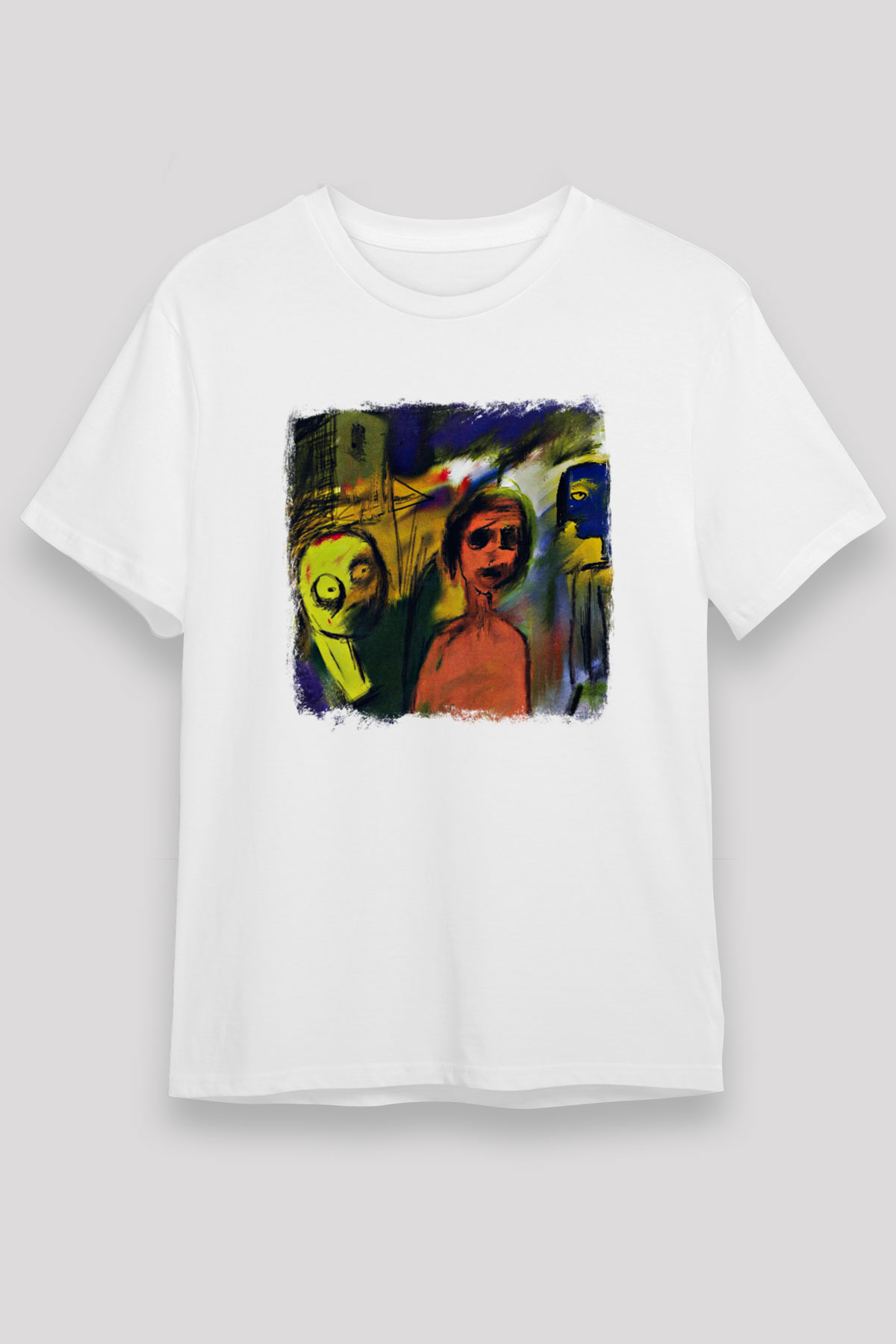 Blur Baskılı Unisex Beyaz Tişört