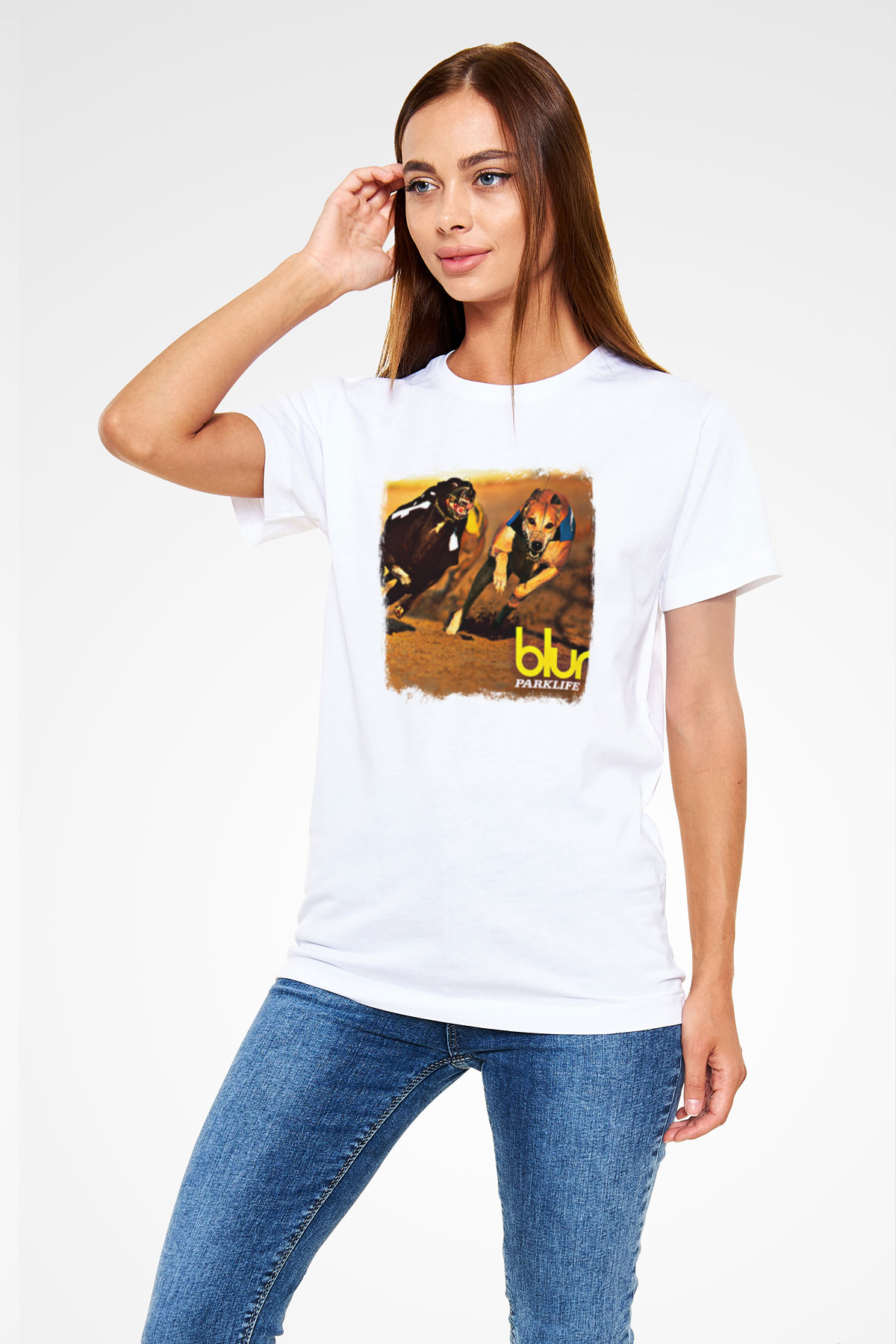 Blur Baskılı Unisex Beyaz Tişört