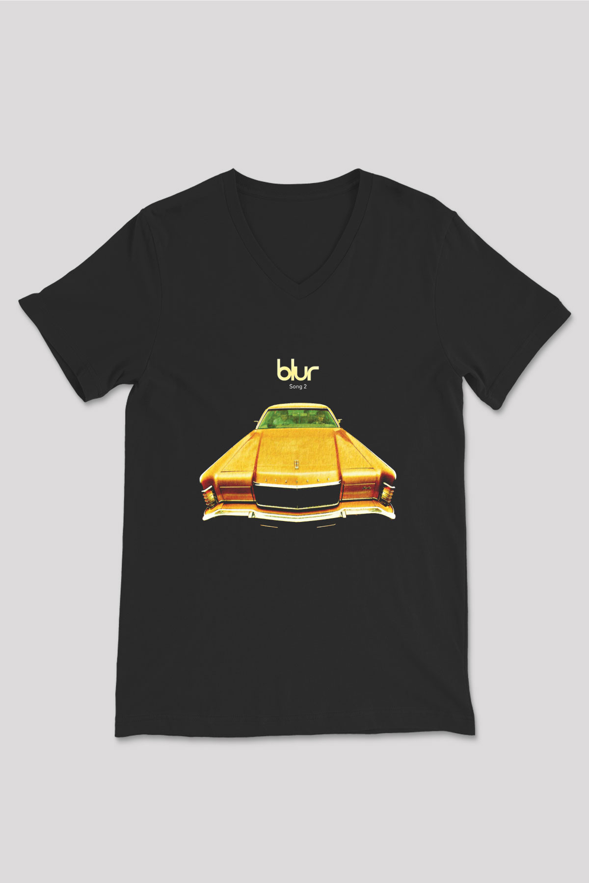 Blur Baskılı Unisex Siyah V Yaka Tişört